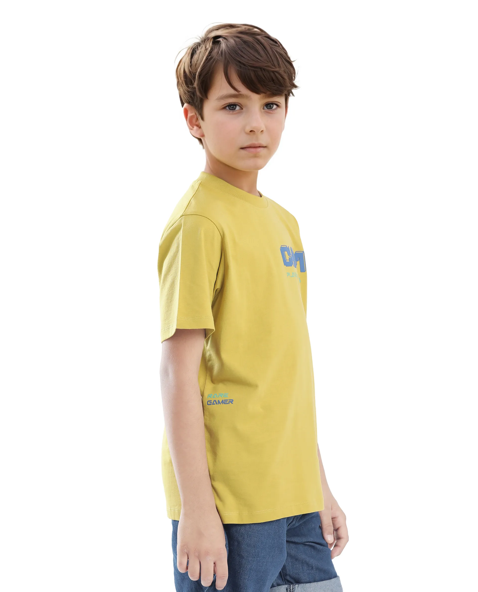 Rare Ones Kids Hype Yellow Cotton Half Sleeve Graphic Print Slip-On Closure Regular Fit T-Shirt - Image 8