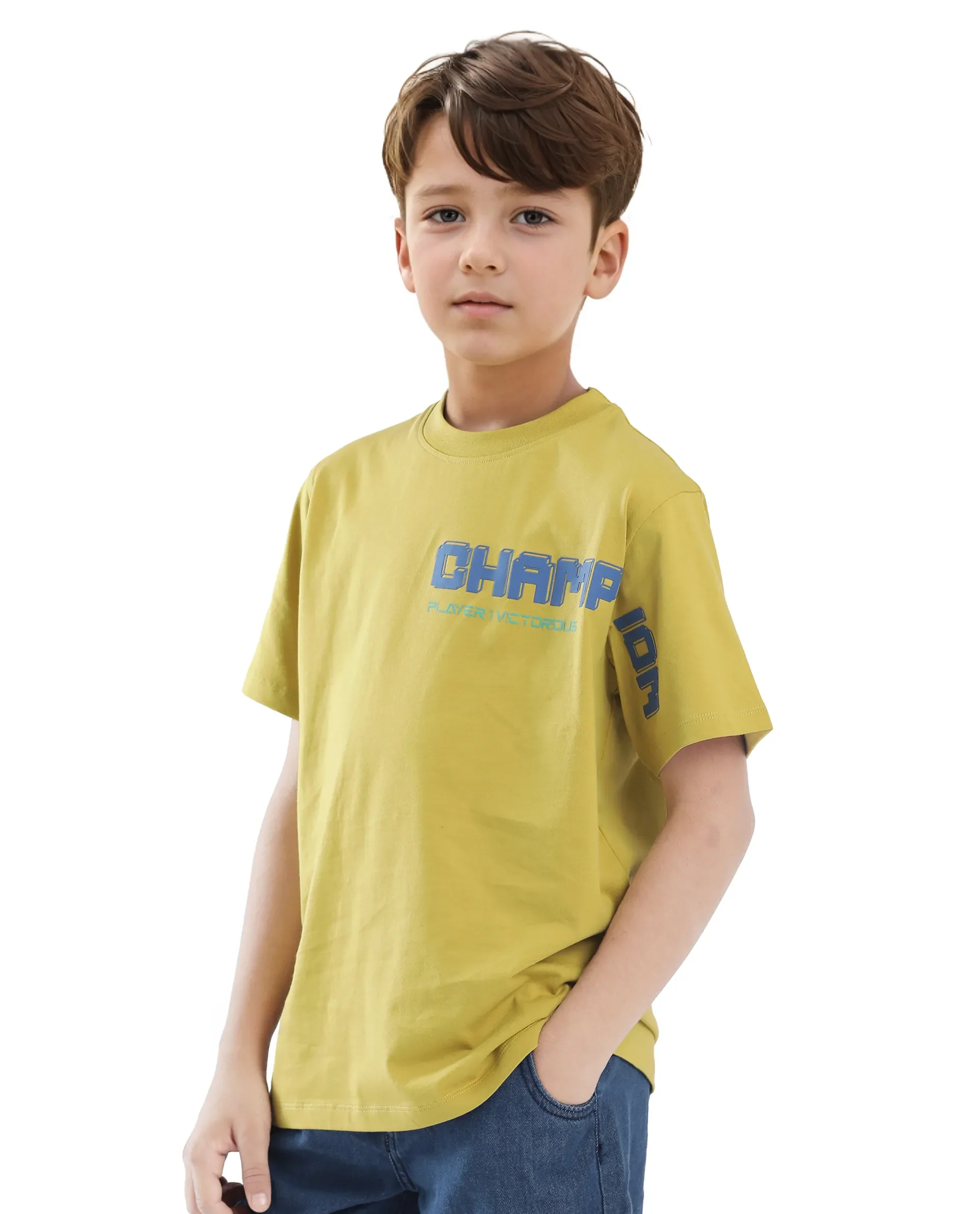 Rare Ones Kids Hype Yellow Cotton Half Sleeve Graphic Print Slip-On Closure Regular Fit T-Shirt - Image 9