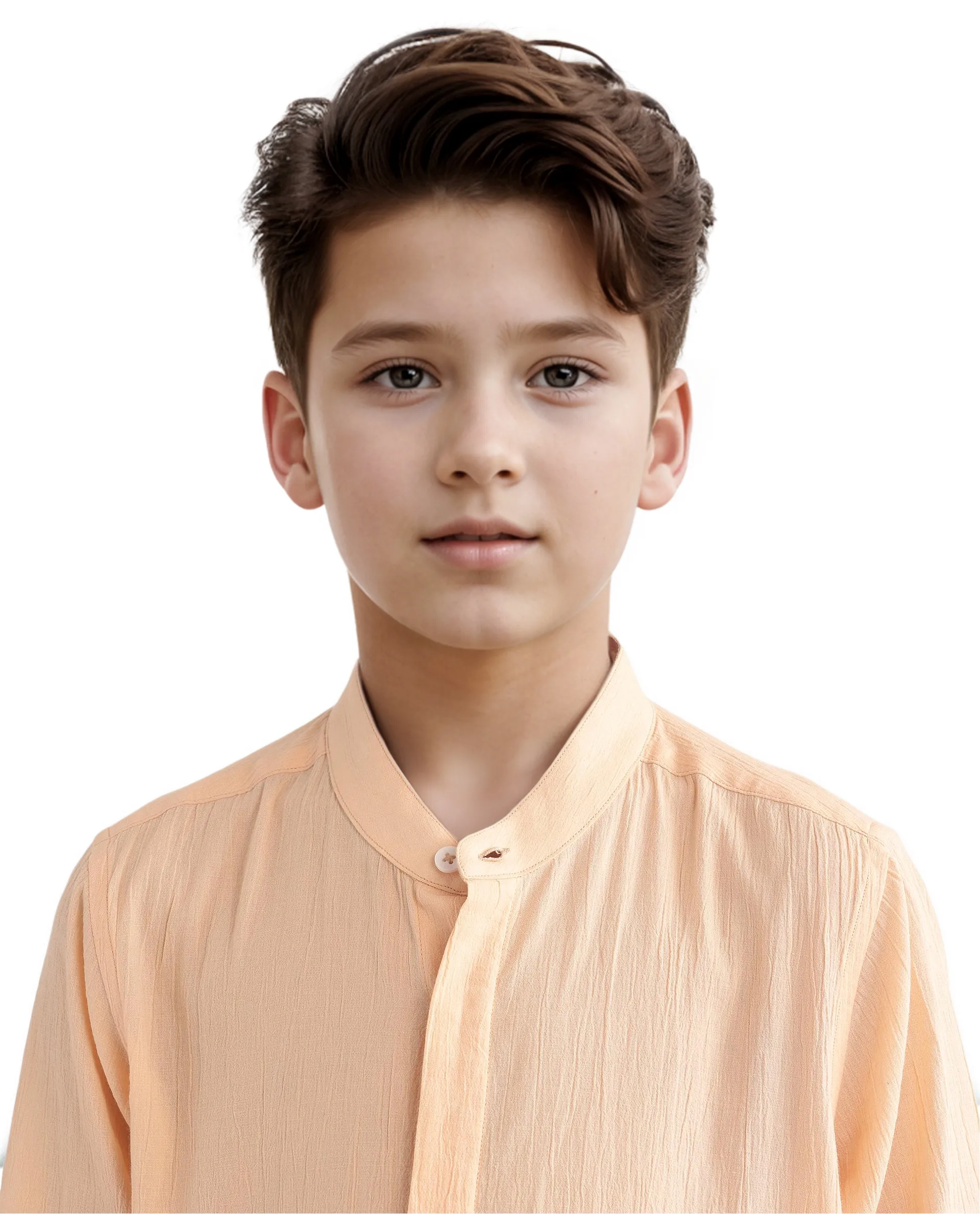 Rare Ones Kids Ines Light Orange Cotton Full Sleeve Spread Collar Solid Shirt - Image 3