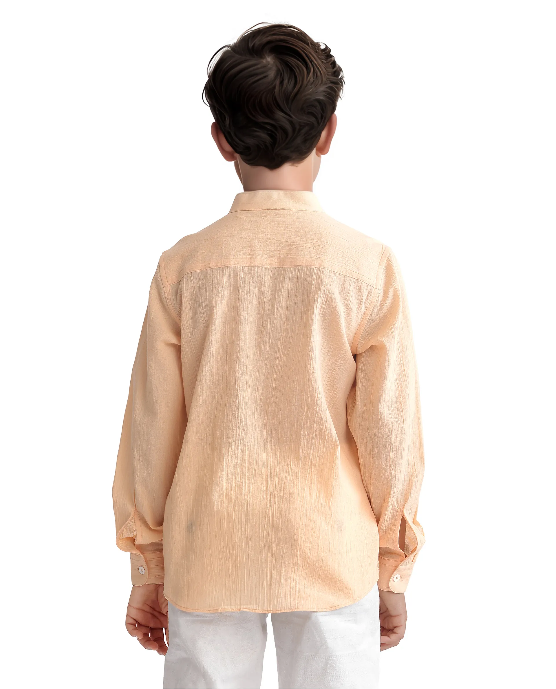Rare Ones Kids Ines Light Orange Cotton Full Sleeve Spread Collar Solid Shirt - Image 4