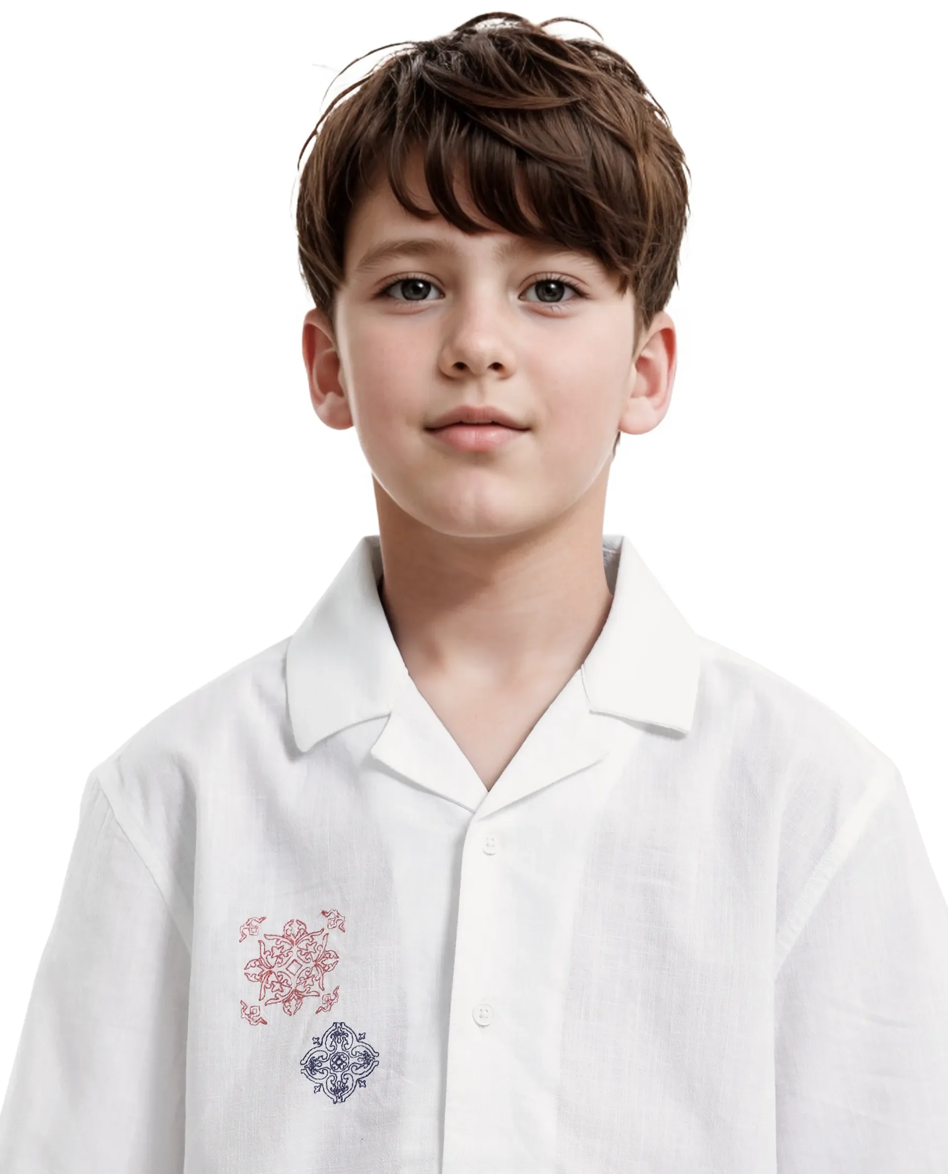 Rare Ones Kids Isla White Cotton Half Sleeve Embroidered Button Closure Regular Fit Shirt - Image 4