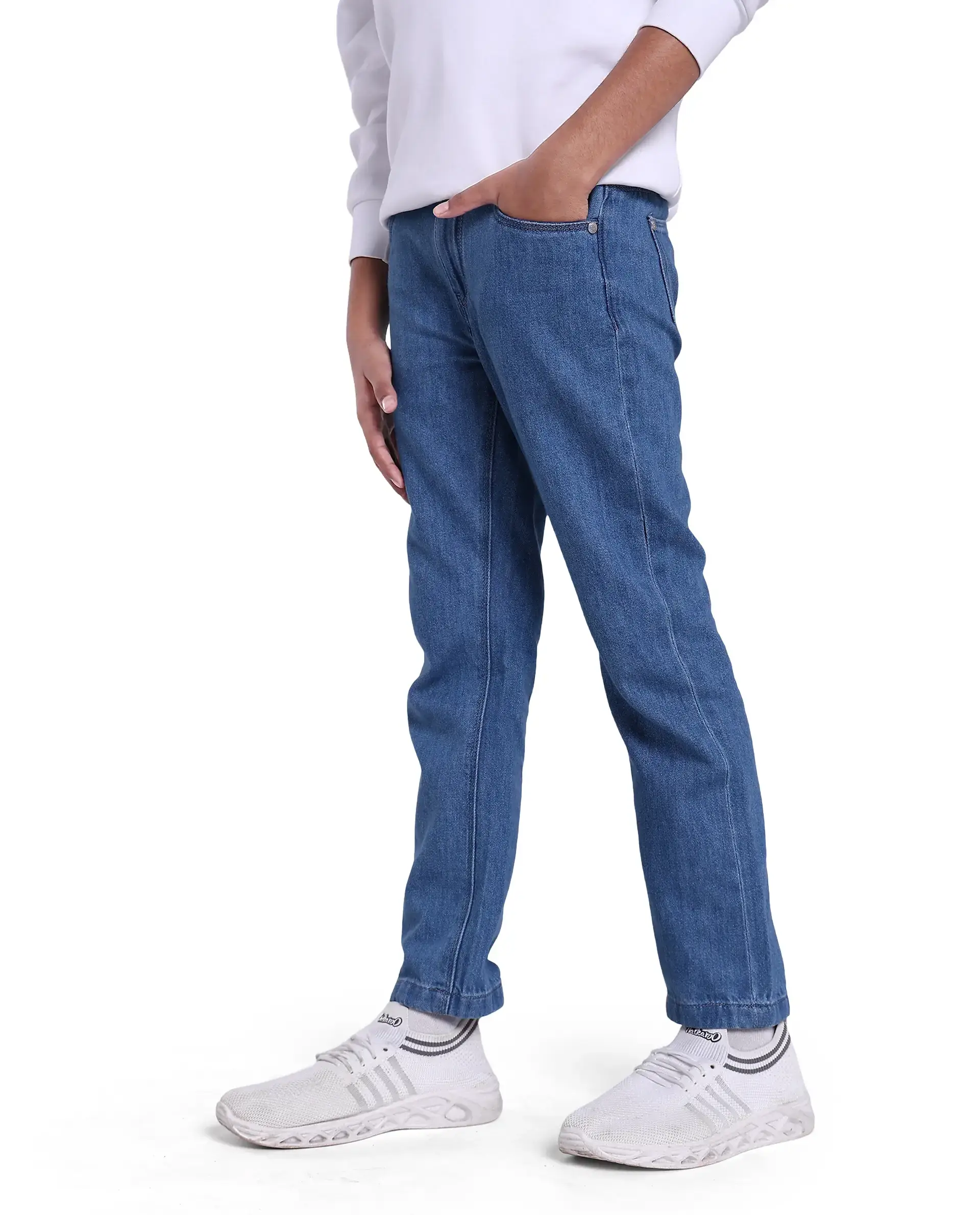 Rare Ones Kids Ivan Light Blue Cotton Slim Fit Denim Pant - Image 4