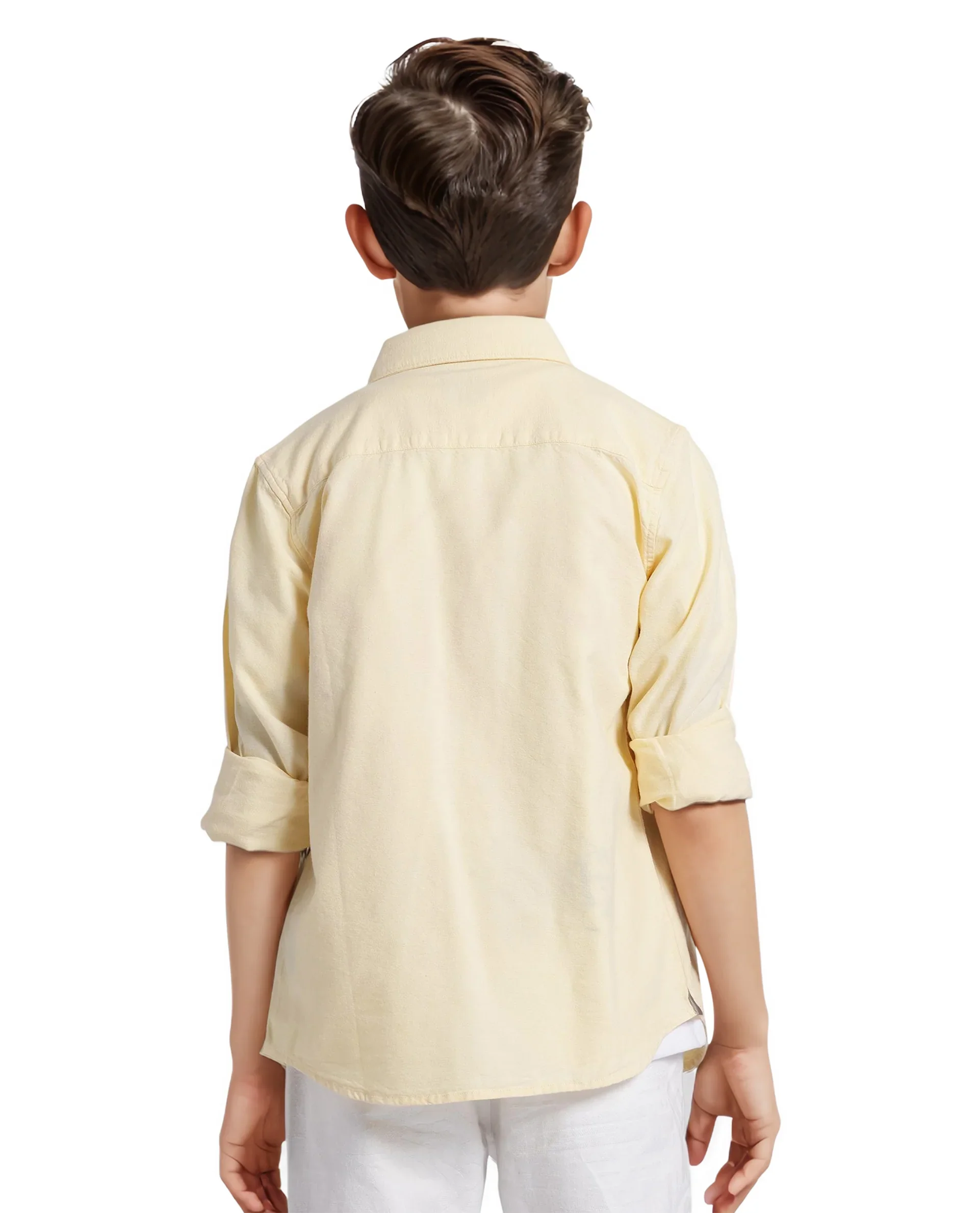 Rare Ones Kids Jac Pastel Yellow Cotton Full Sleeves Button Down Regular Fit Solid Shirt - Image 8