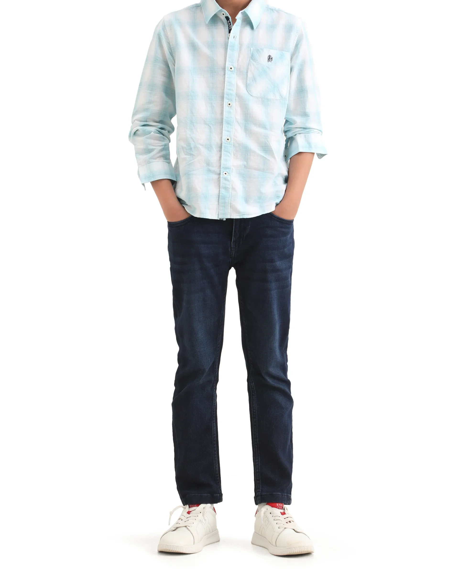 Rare Ones Kids Jace 2 Dark Blue Cotton Solid Button And Zip Closure Slim Fit Jeans - Image 2