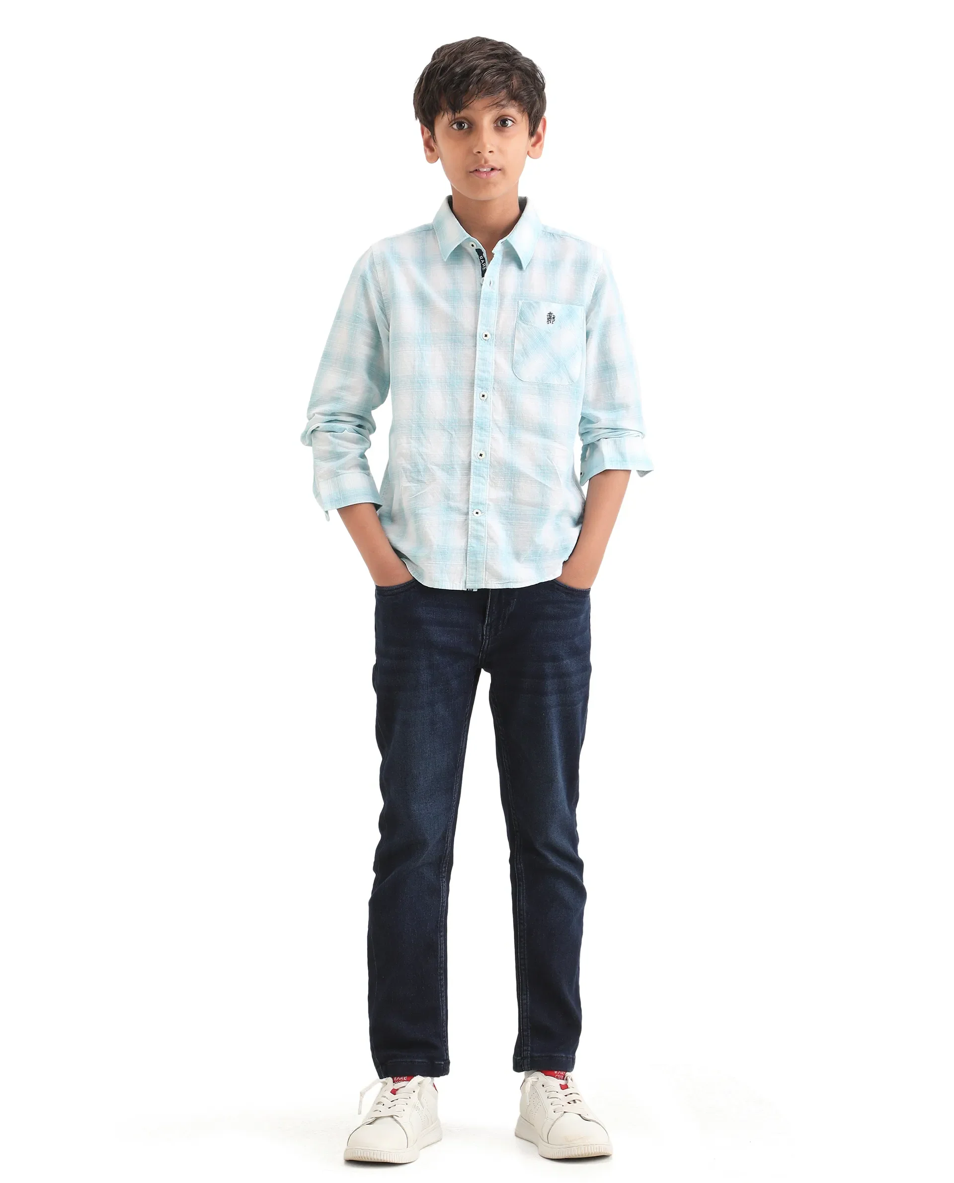 Rare Ones Kids Jace 2 Dark Blue Cotton Solid Button And Zip Closure Slim Fit Jeans - Image 4