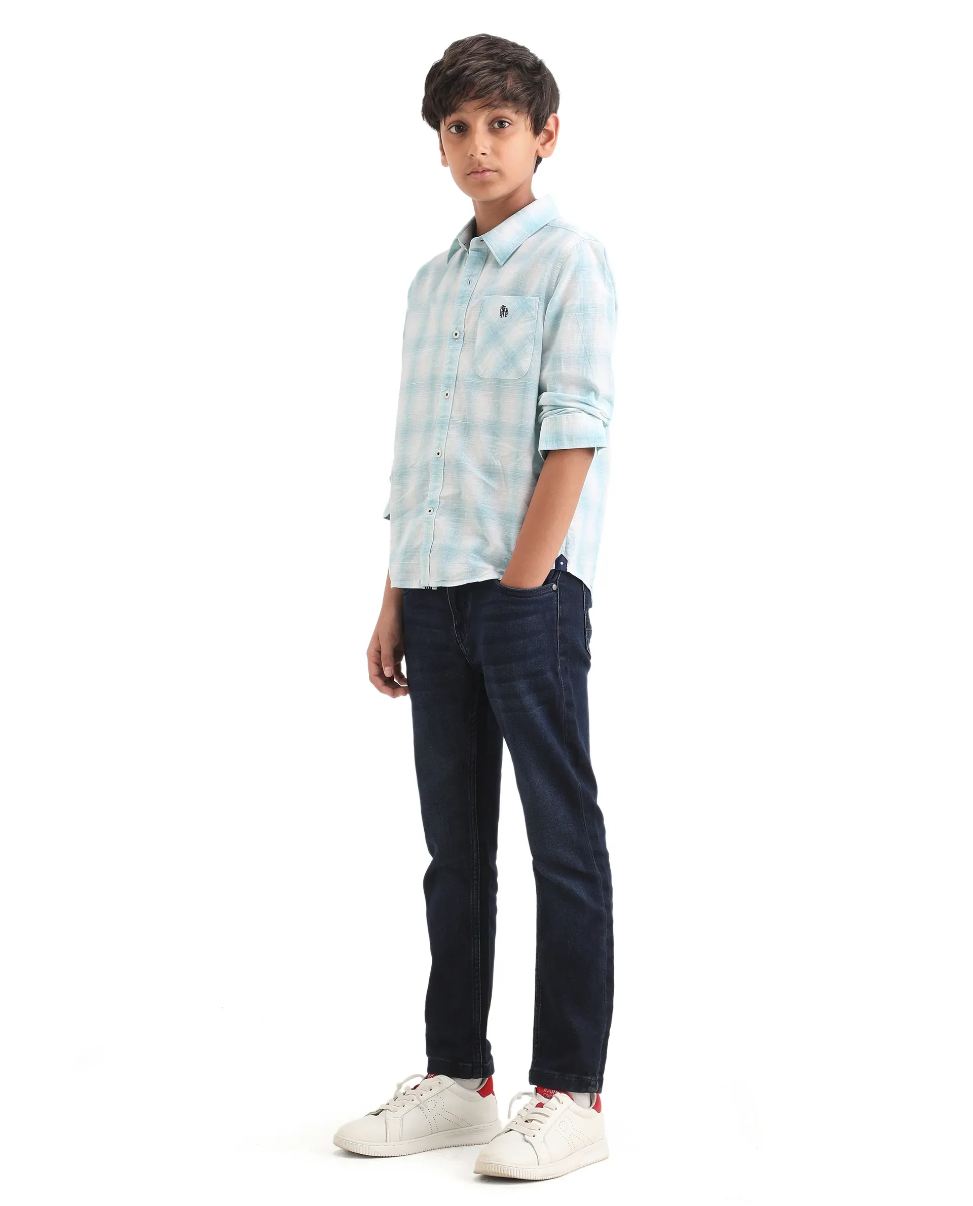 Rare Ones Kids Jace 2 Dark Blue Cotton Solid Button And Zip Closure Slim Fit Jeans - Image 5