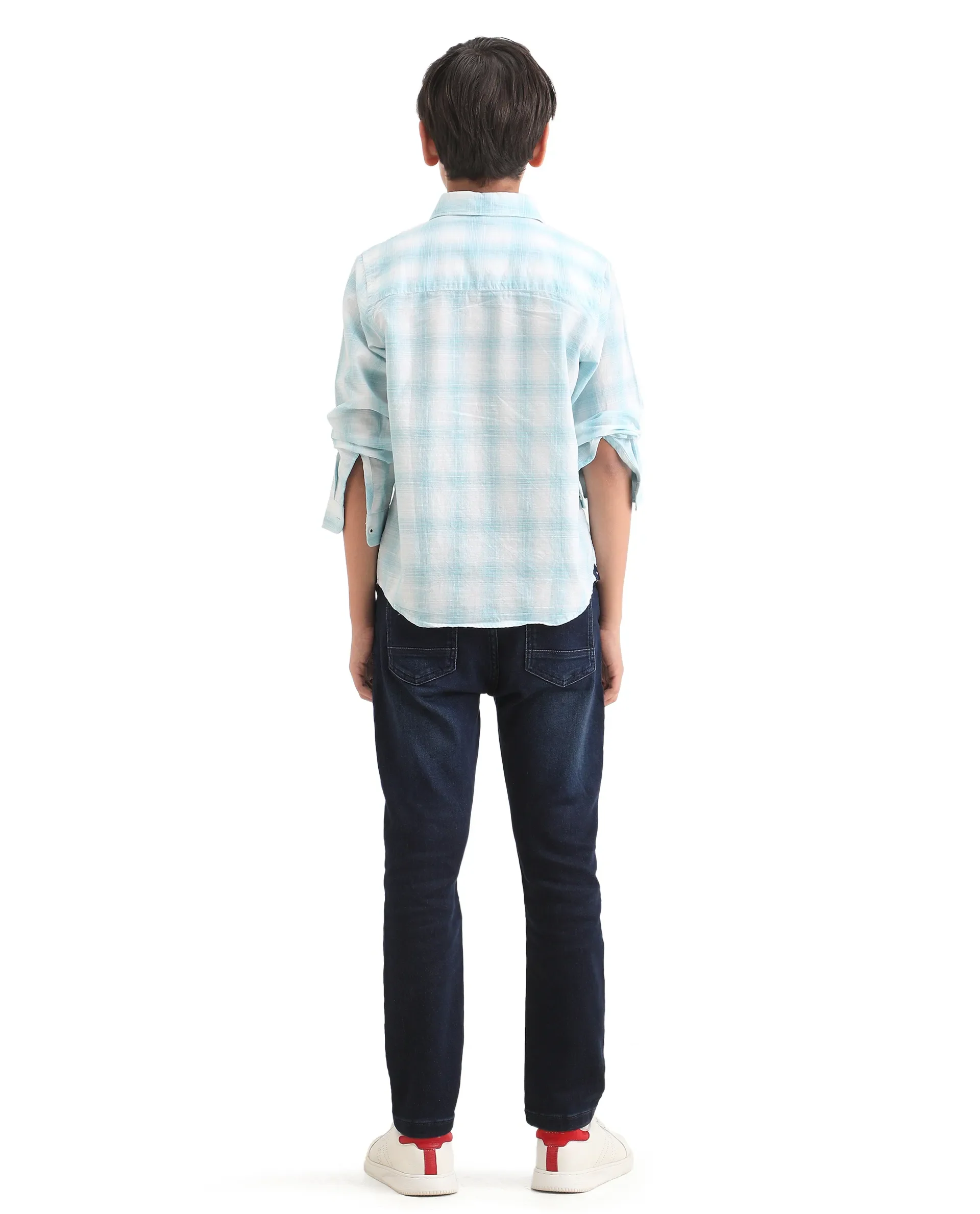 Rare Ones Kids Jace 2 Dark Blue Cotton Solid Button And Zip Closure Slim Fit Jeans - Image 7