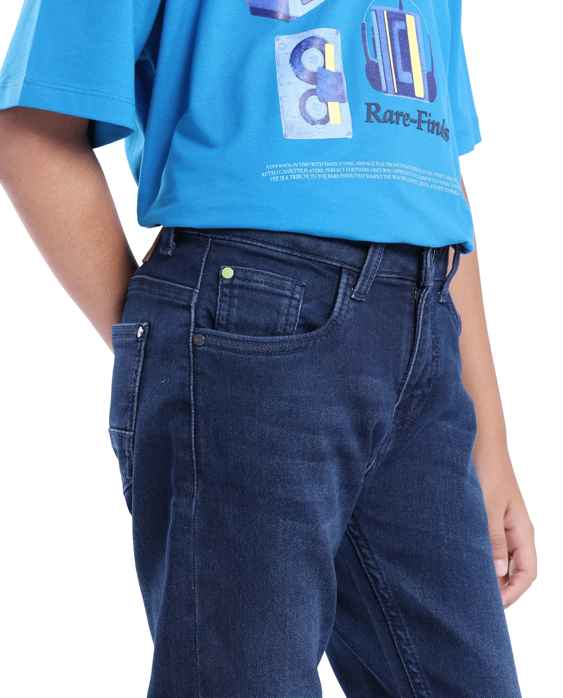 Rare Ones Kids Jace 2 Light Blue Cotton Solid Button And Zip Closure Slim Fit Jeans - Image 3