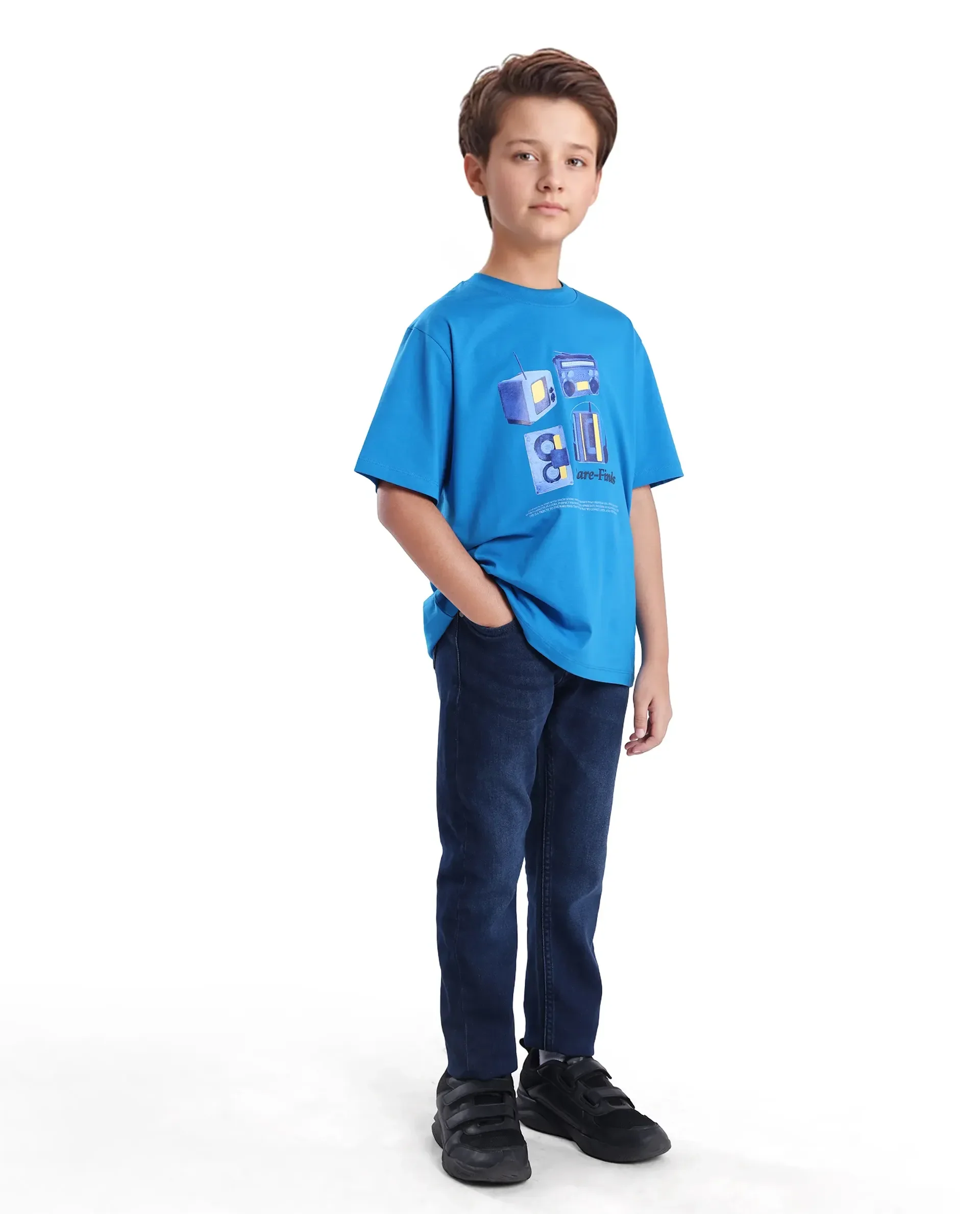 Rare Ones Kids Jace 2 Light Blue Cotton Solid Button And Zip Closure Slim Fit Jeans - Image 4