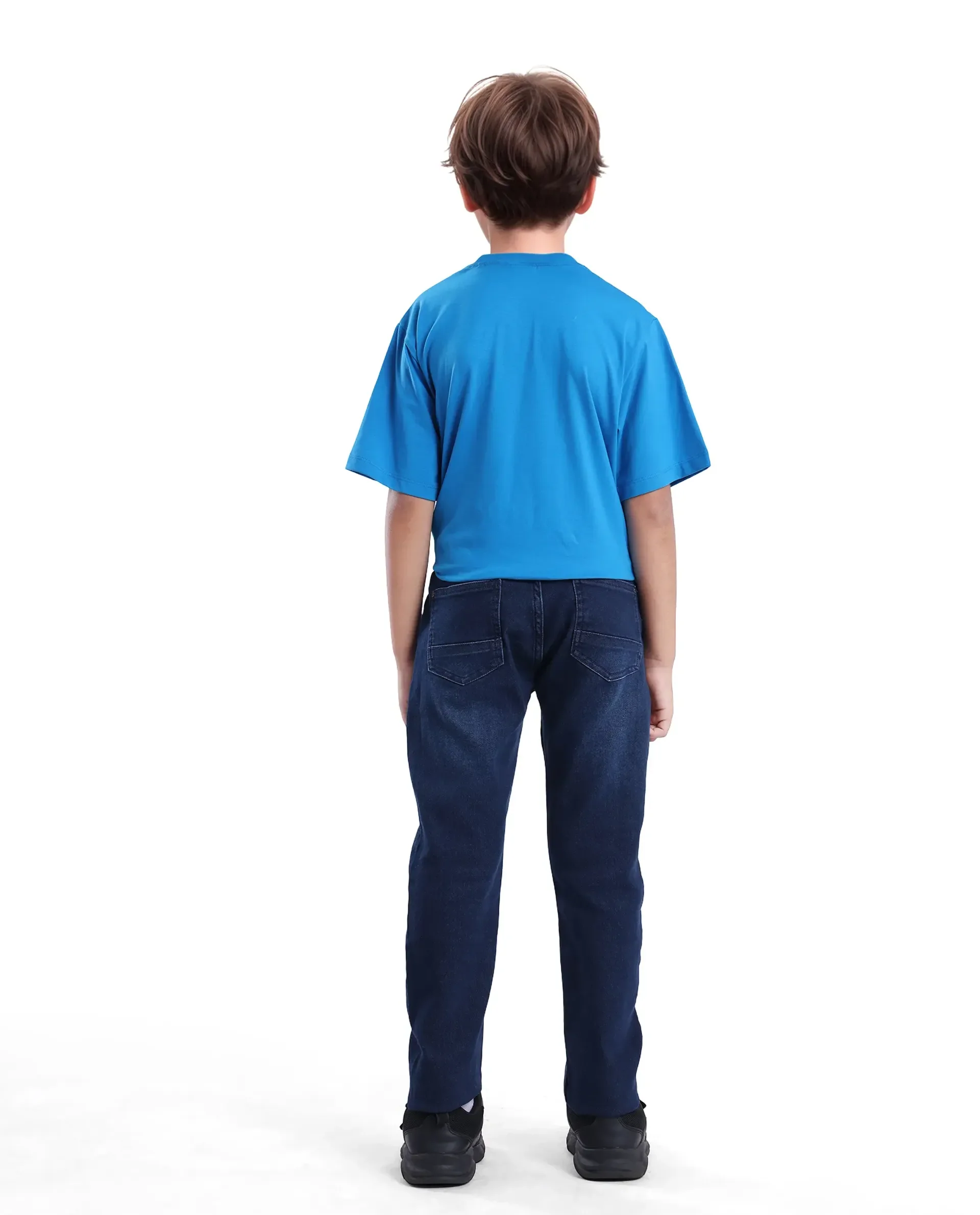 Rare Ones Kids Jace 2 Light Blue Cotton Solid Button And Zip Closure Slim Fit Jeans - Image 6