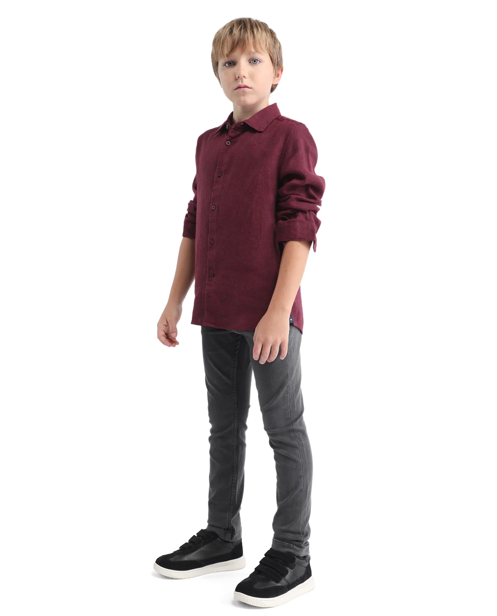 Rare Ones Kids Jace-K Grey Cotton Solid Button Closure Slim Fit Fit Denim Pant - Image 5