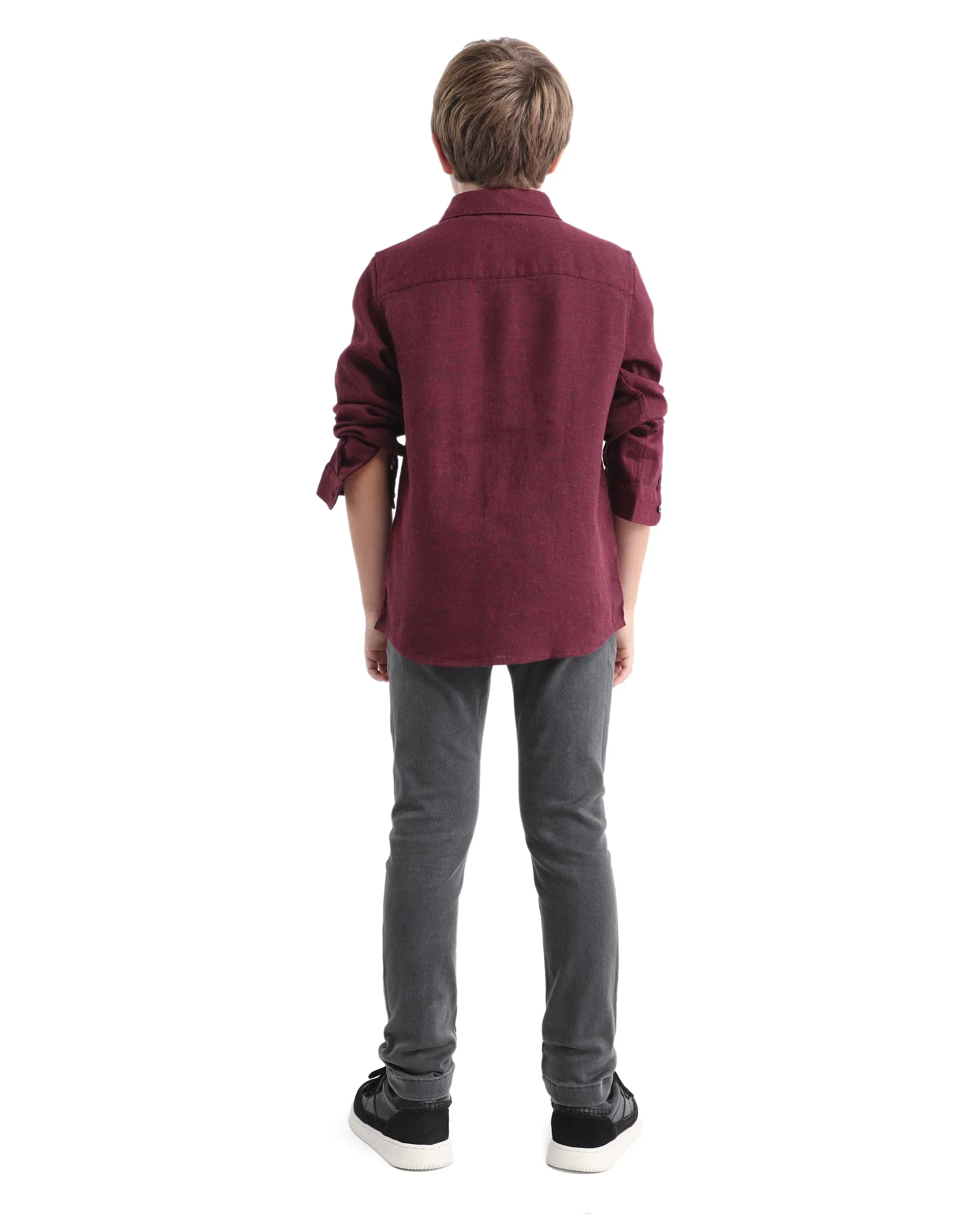 Rare Ones Kids Jace-K Grey Cotton Solid Button Closure Slim Fit Fit Denim Pant - Image 7