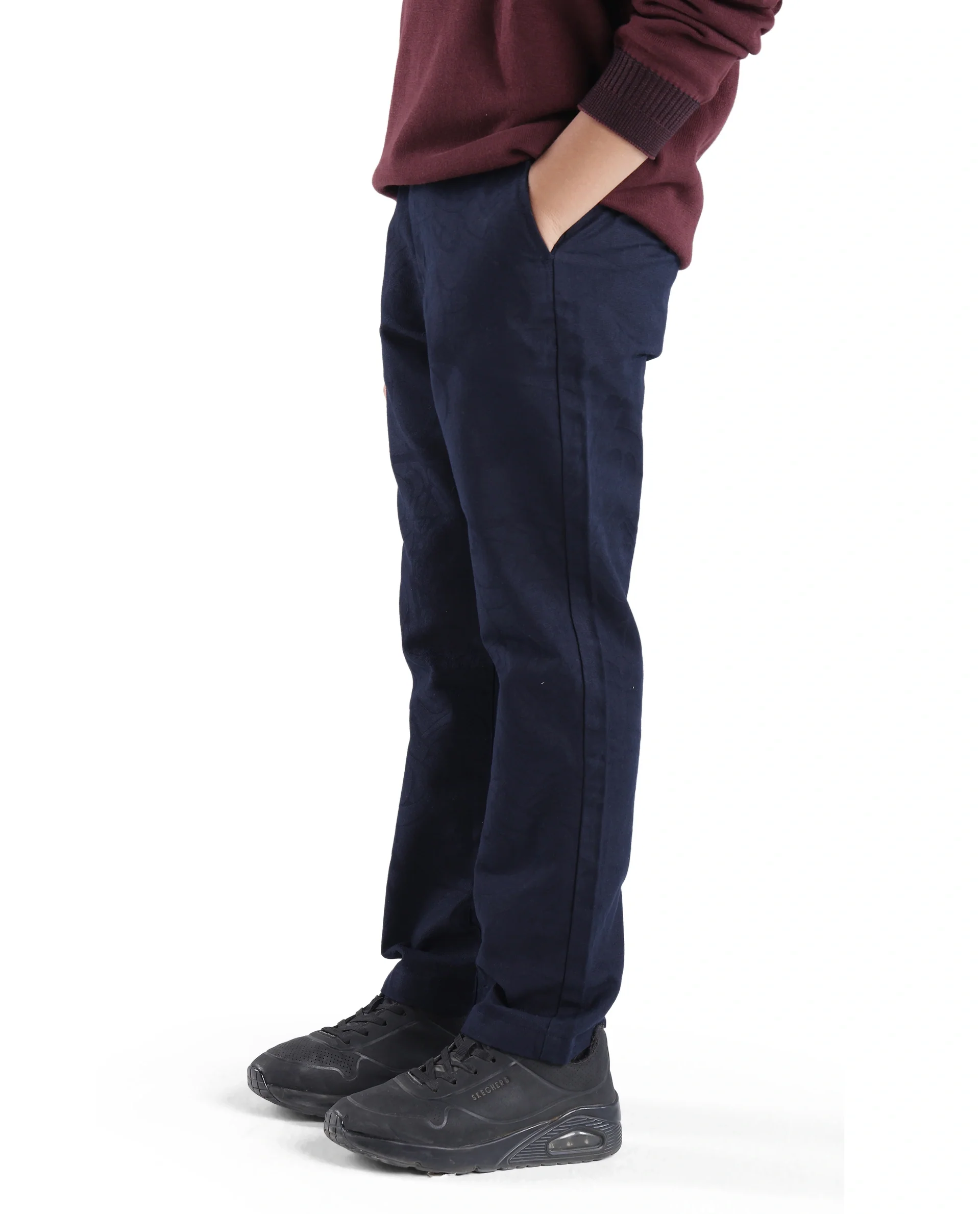 Rare Ones Kids Jack Navy Cotton Solid Button And Zipper Clouser Regular Fit Trouser - Image 5