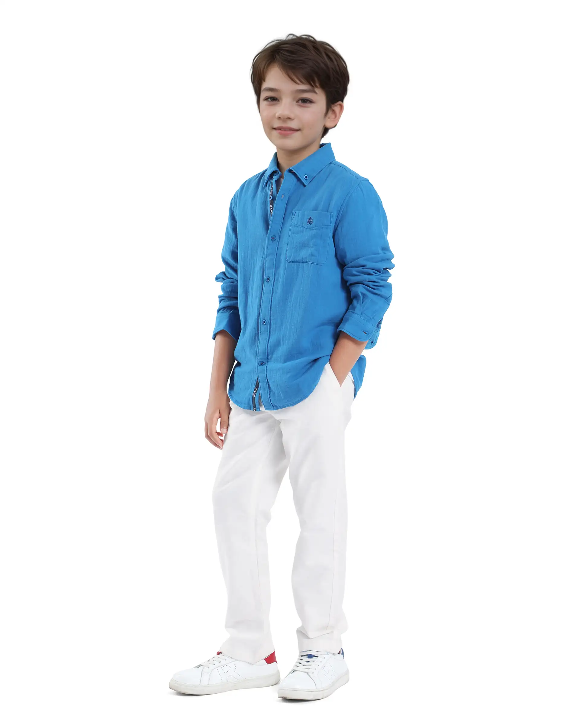 Rare Ones Kids Jack Off White Cotton Plain Button & Zip & Drawstring Closure Regular Fit Trouser - Image 4