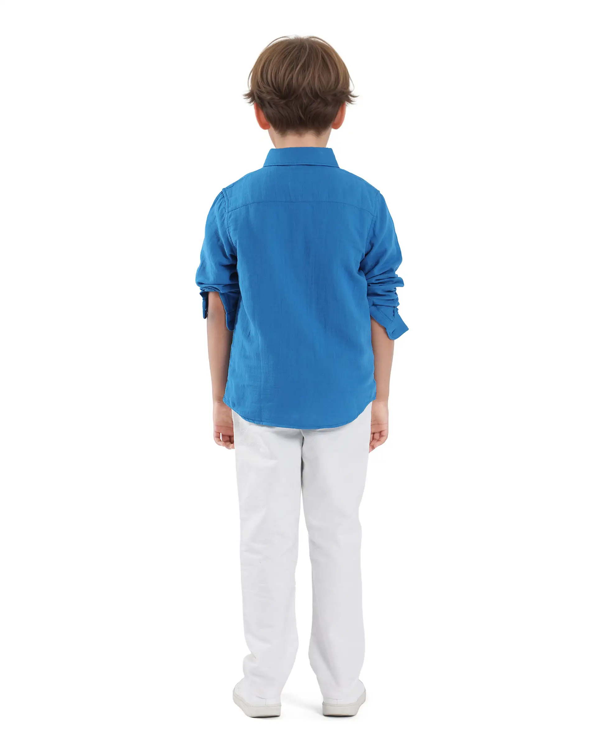 Rare Ones Kids Jack Off White Cotton Plain Button & Zip & Drawstring Closure Regular Fit Trouser - Image 7