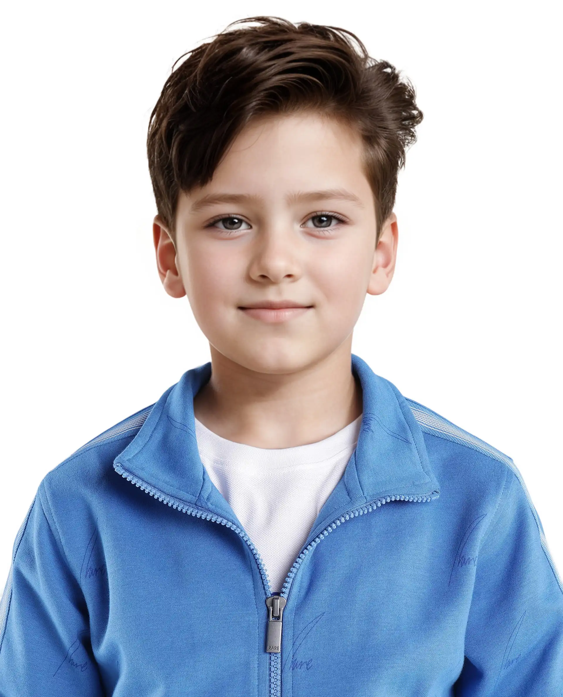 Rare Ones Kids Jacksign Blue Cotton Full Sleeves High Neck Striped Sleeve Zipper Closure Jelly Print Jacket - Image 6