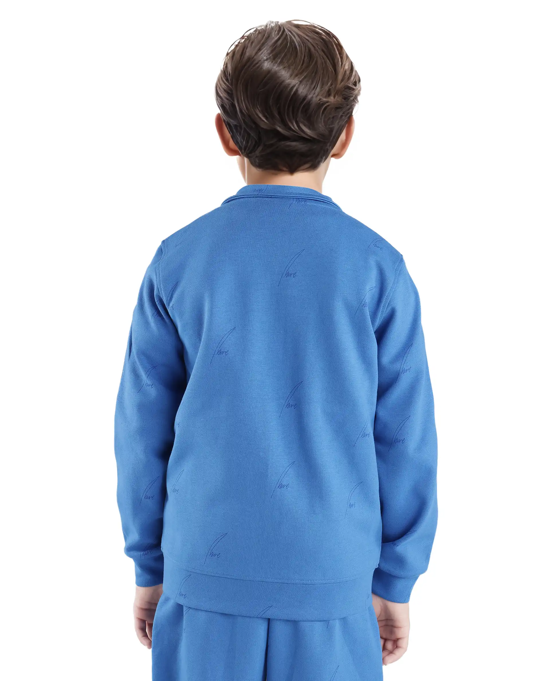 Rare Ones Kids Jacksign Blue Cotton Full Sleeves High Neck Striped Sleeve Zipper Closure Jelly Print Jacket - Image 8