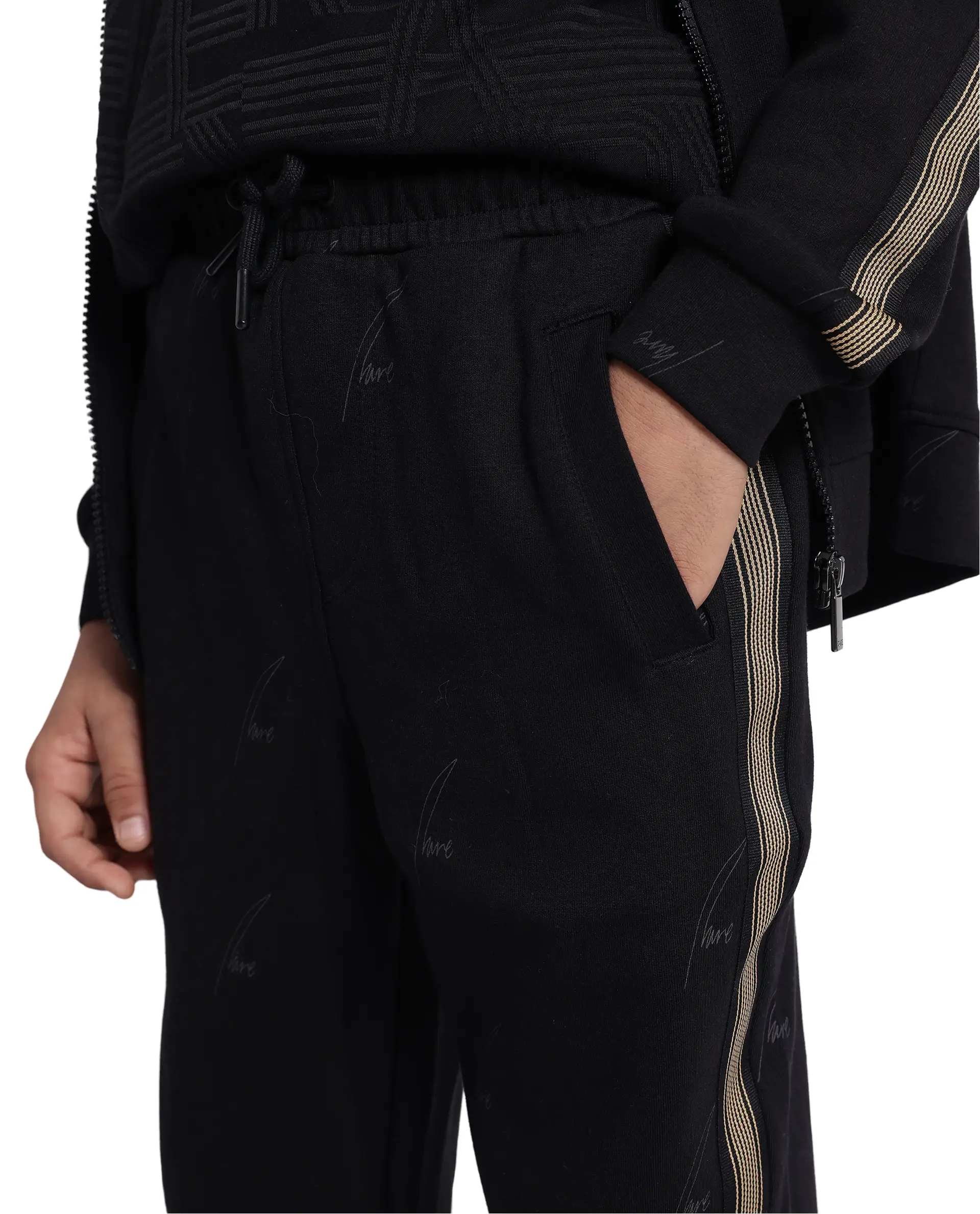 Rare Ones Kids Jeck Black Cotton Poly Jelly Print Trackpant - Image 3