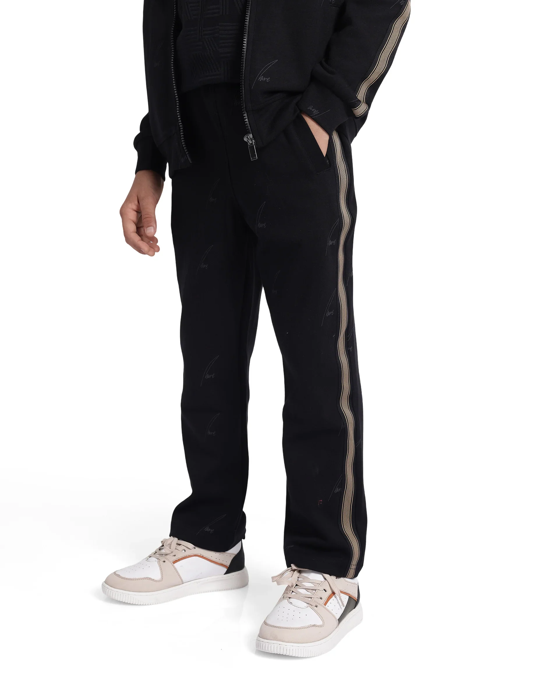Rare Ones Kids Jeck Black Cotton Poly Jelly Print Trackpant - Image 5