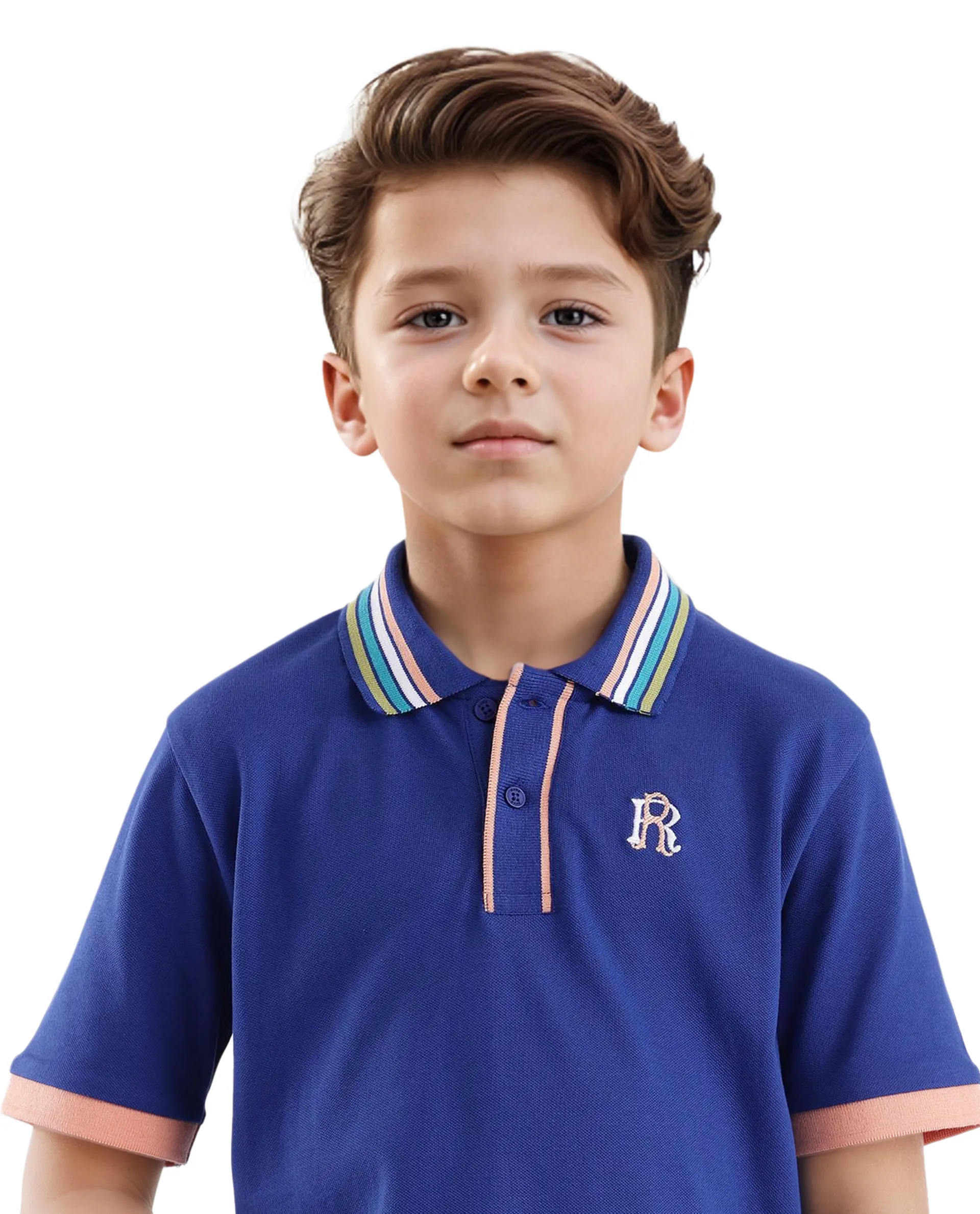 Rare Ones Kids Jef Dark Blue Cotton Short Sleeve Embroidered Polo - Image 3