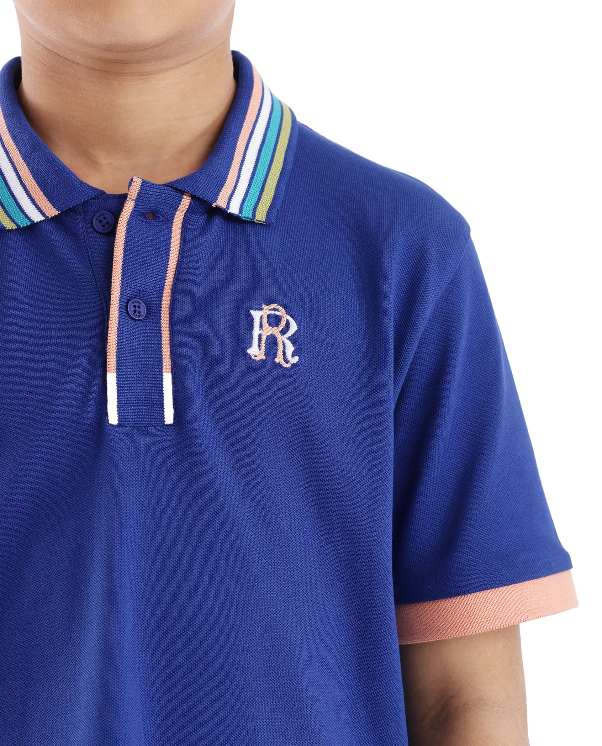 Rare Ones Kids Jef Dark Blue Cotton Short Sleeve Embroidered Polo - Image 7