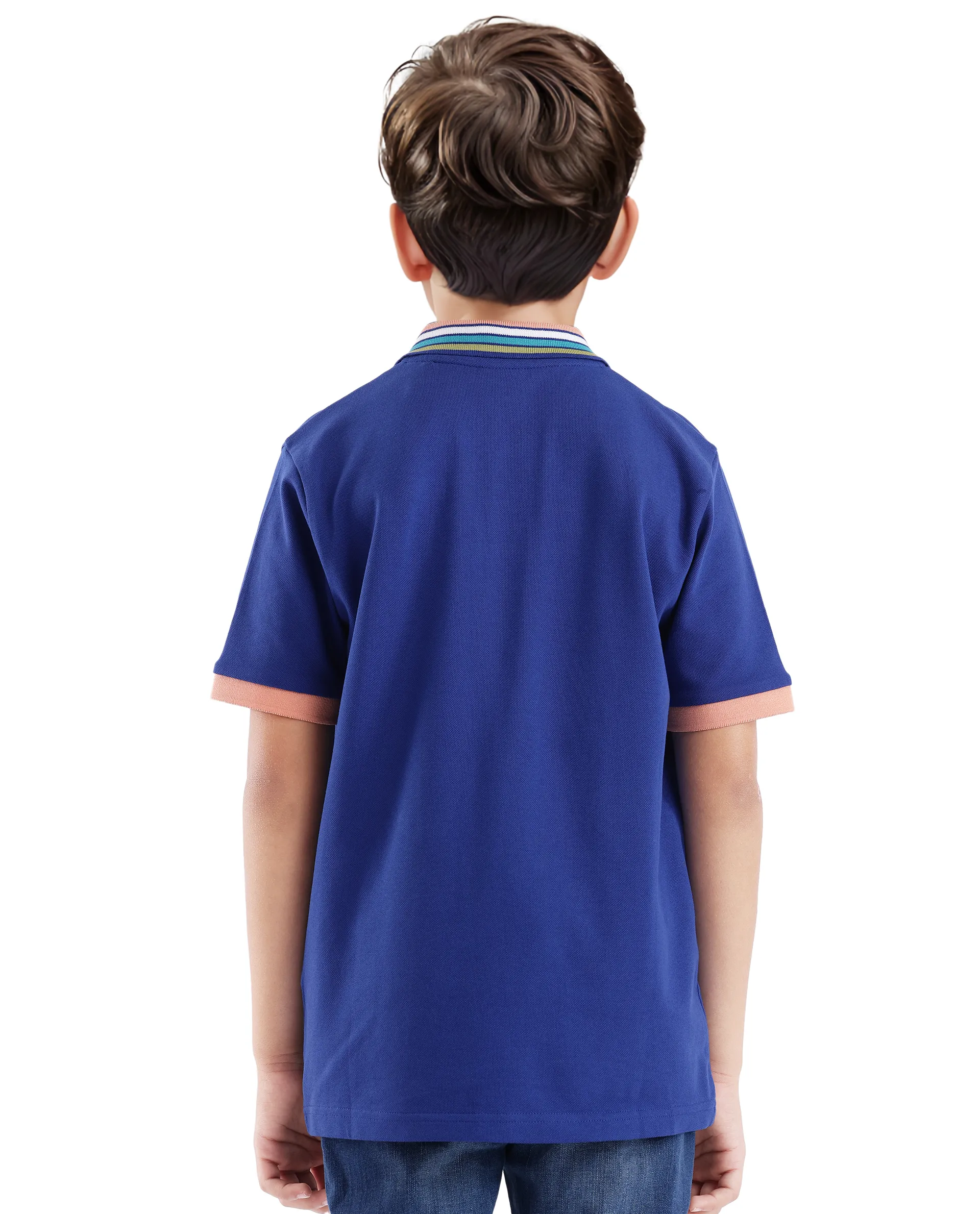Rare Ones Kids Jef Dark Blue Cotton Short Sleeve Embroidered Polo - Image 8
