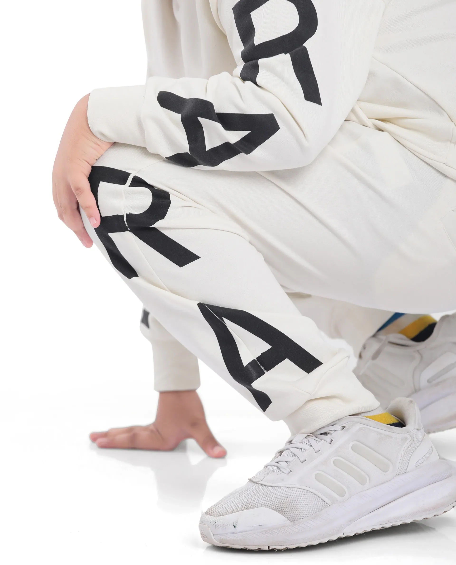 Rare Ones Kids Joe Off White Cotton Poly Plastisol Print Trackpant - Image 3