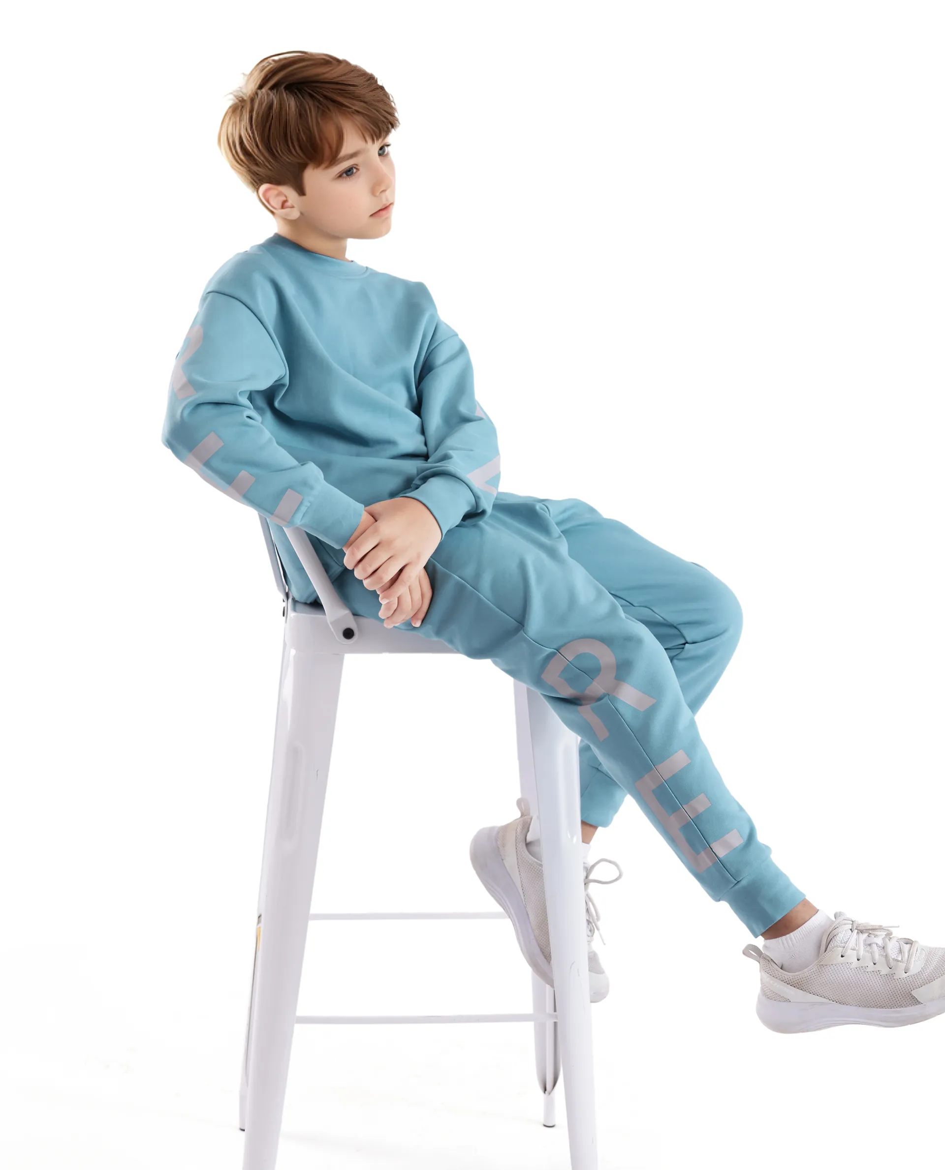 Rare Ones Kids Joen Blue Cotton Poly Full Sleeve Plastisol Print Sweatshirt - Image 2