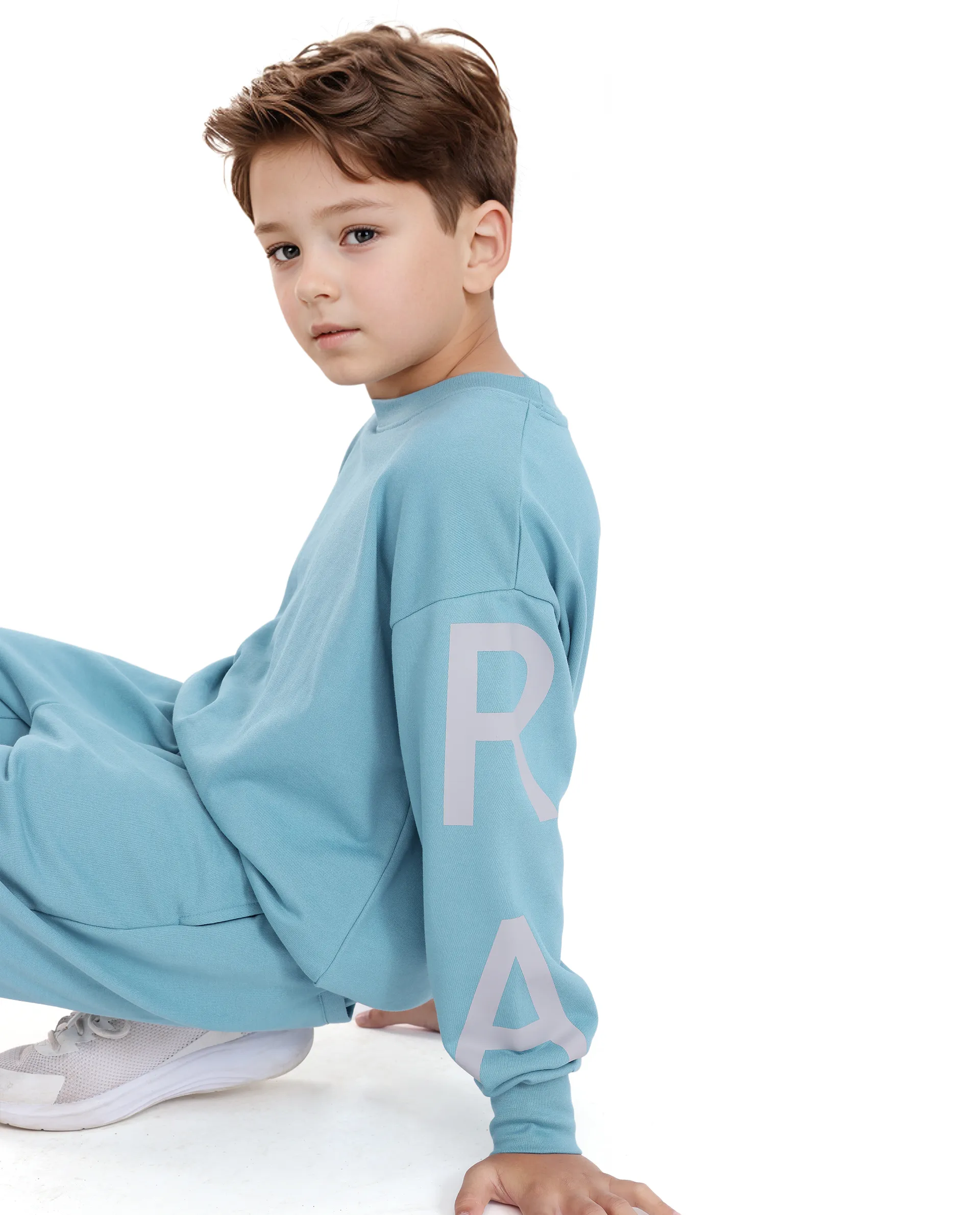 Rare Ones Kids Joen Blue Cotton Poly Full Sleeve Plastisol Print Sweatshirt - Image 3