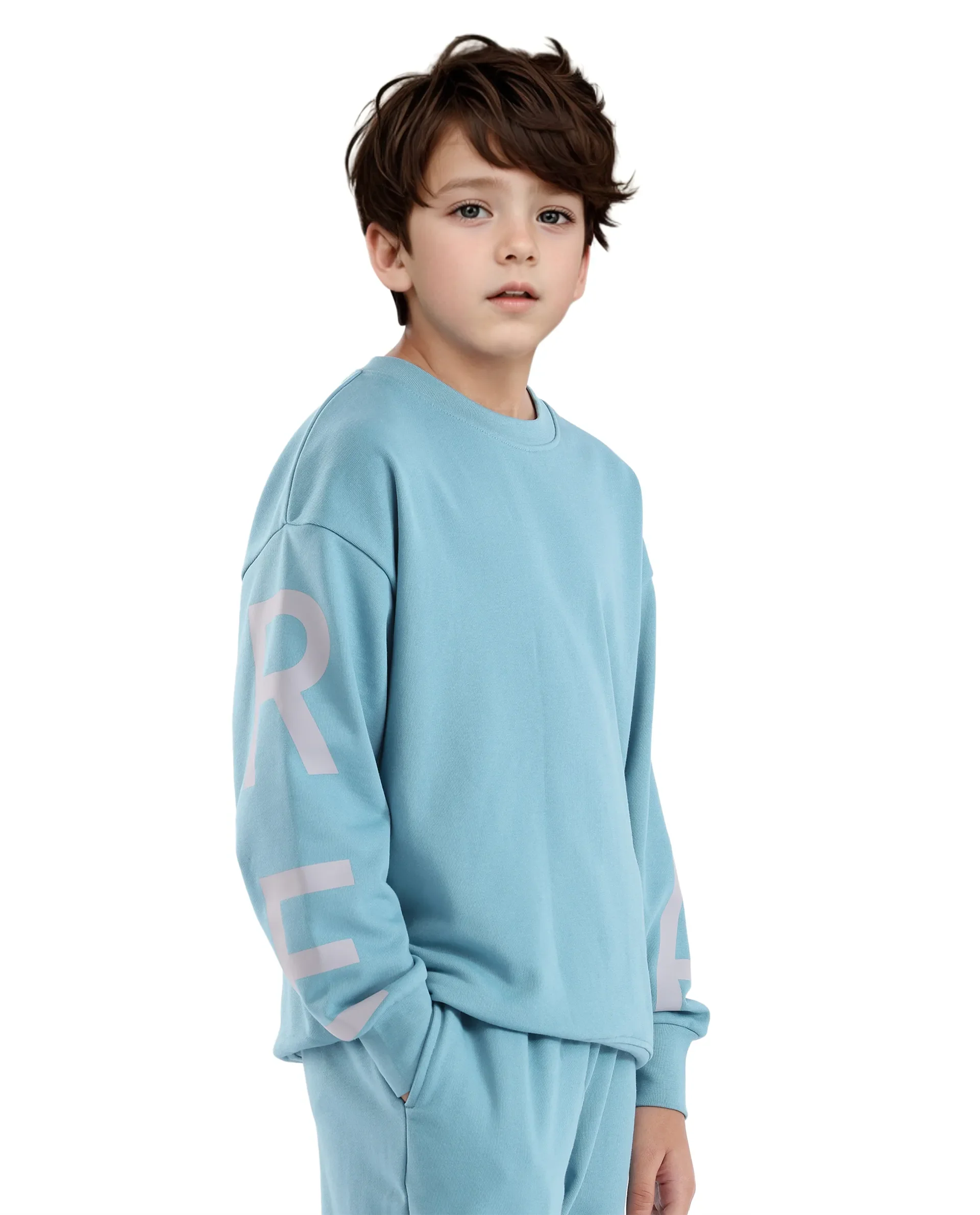Rare Ones Kids Joen Blue Cotton Poly Full Sleeve Plastisol Print Sweatshirt - Image 7