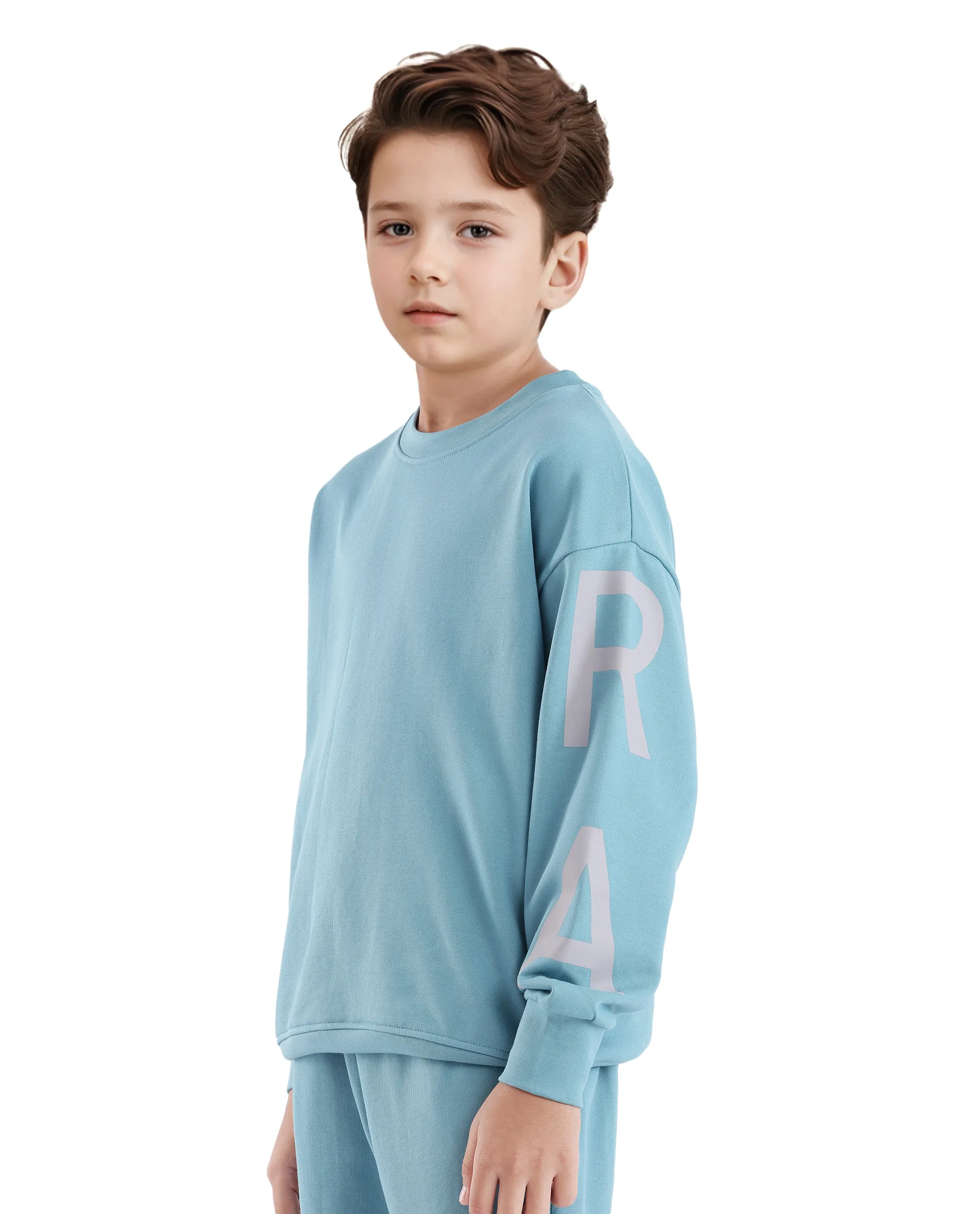 Rare Ones Kids Joen Blue Cotton Poly Full Sleeve Plastisol Print Sweatshirt - Image 8