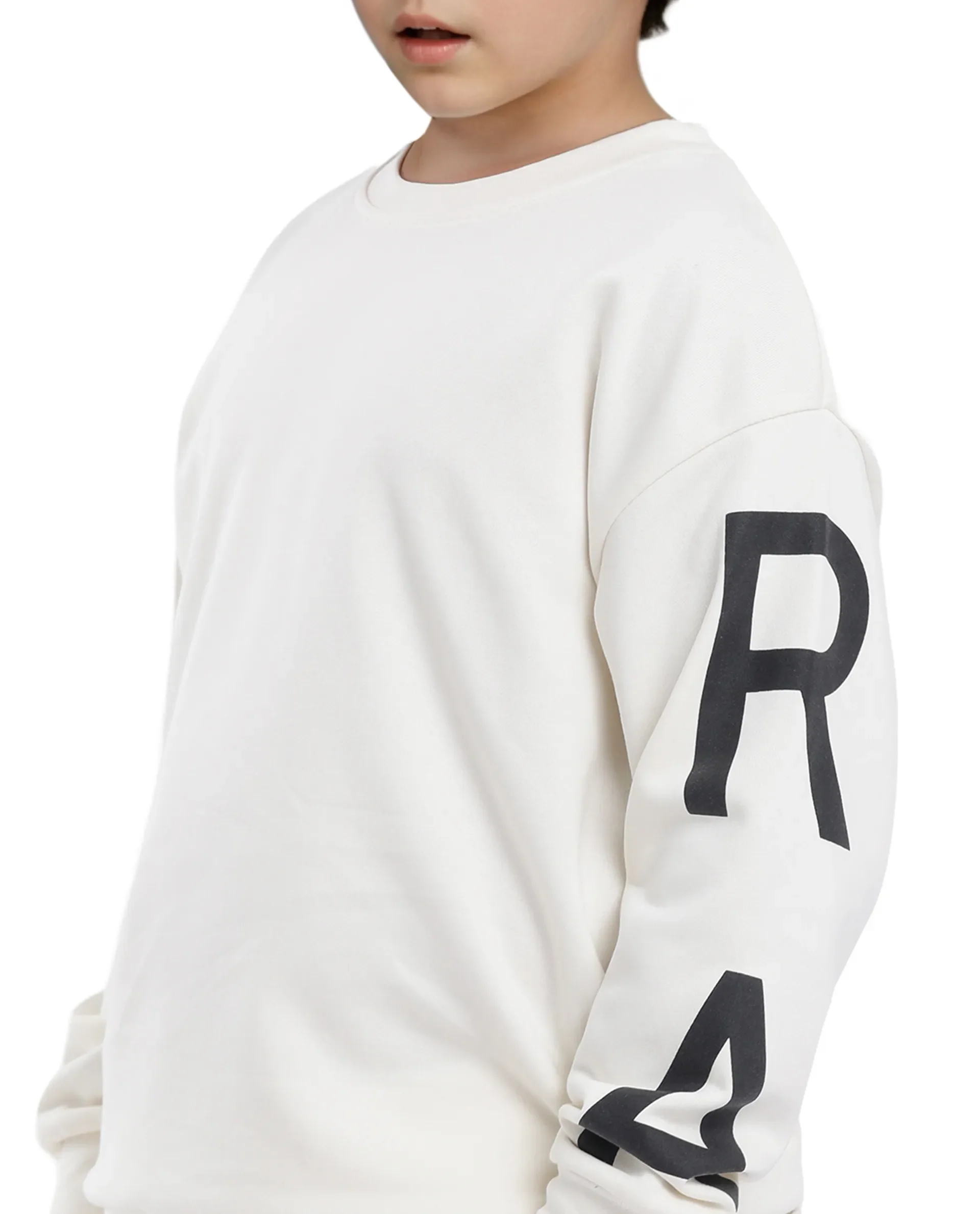 Rare Ones Kids Joen Off White Cotton Poly Full Sleeve Plastisol Print Sweatshirt - Image 2