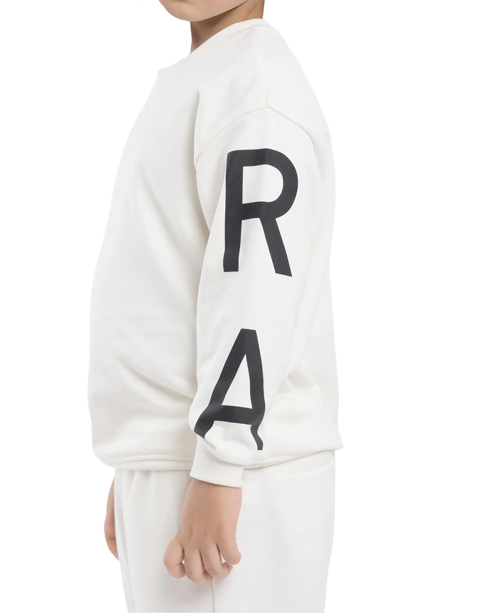 Rare Ones Kids Joen Off White Cotton Poly Full Sleeve Plastisol Print Sweatshirt - Image 4
