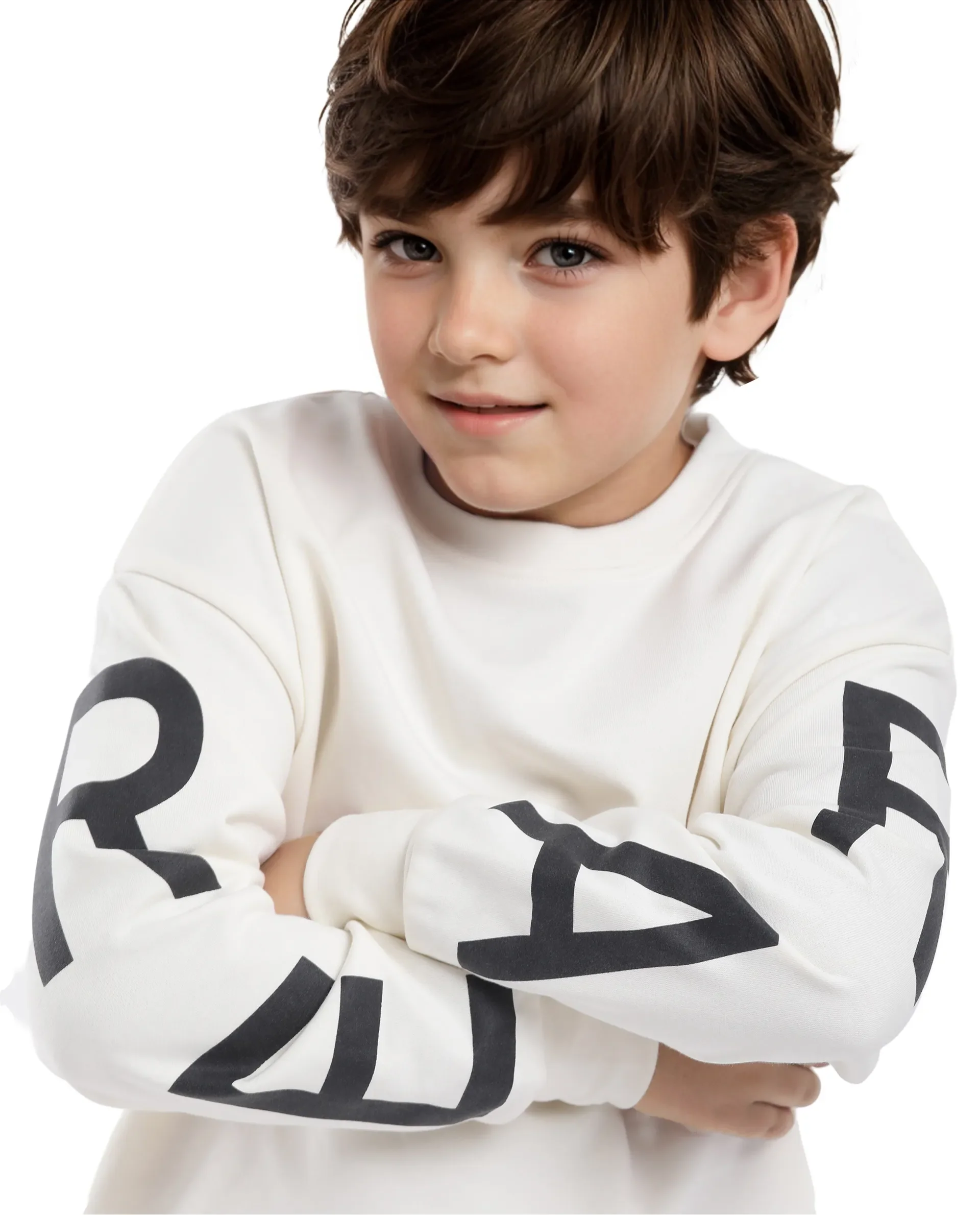 Rare Ones Kids Joen Off White Cotton Poly Full Sleeve Plastisol Print Sweatshirt - Image 6