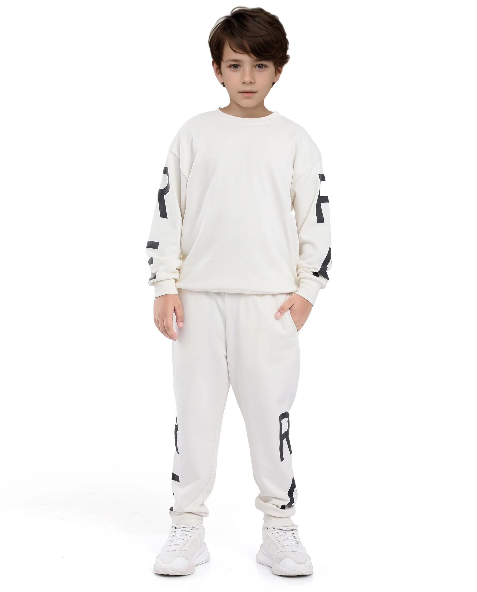 Rare Ones Kids Joen Off White Cotton Poly Full Sleeve Plastisol Print Sweatshirt - Image 7