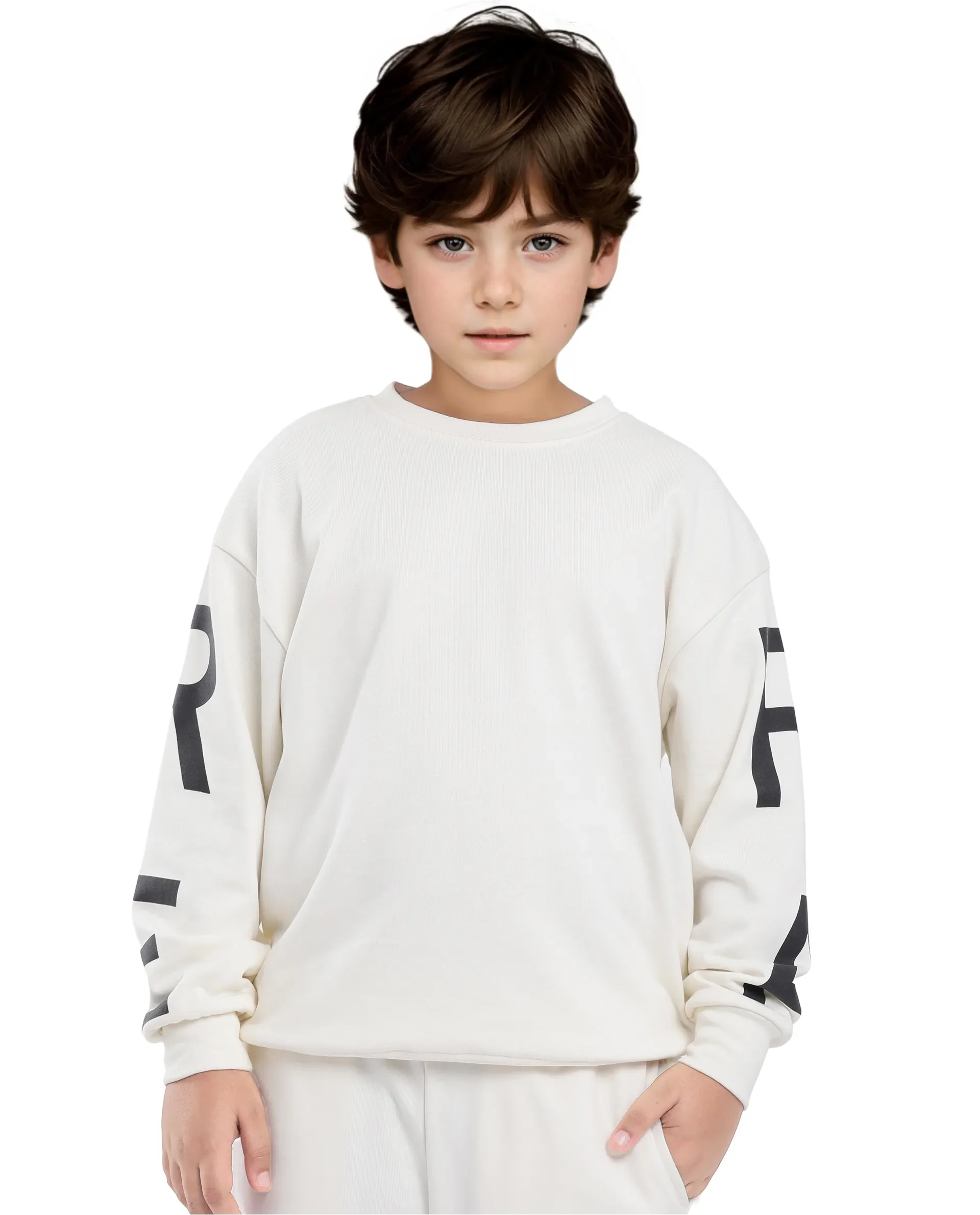 Rare Ones Kids Joen Off White Cotton Poly Full Sleeve Plastisol Print Sweatshirt - Image 9
