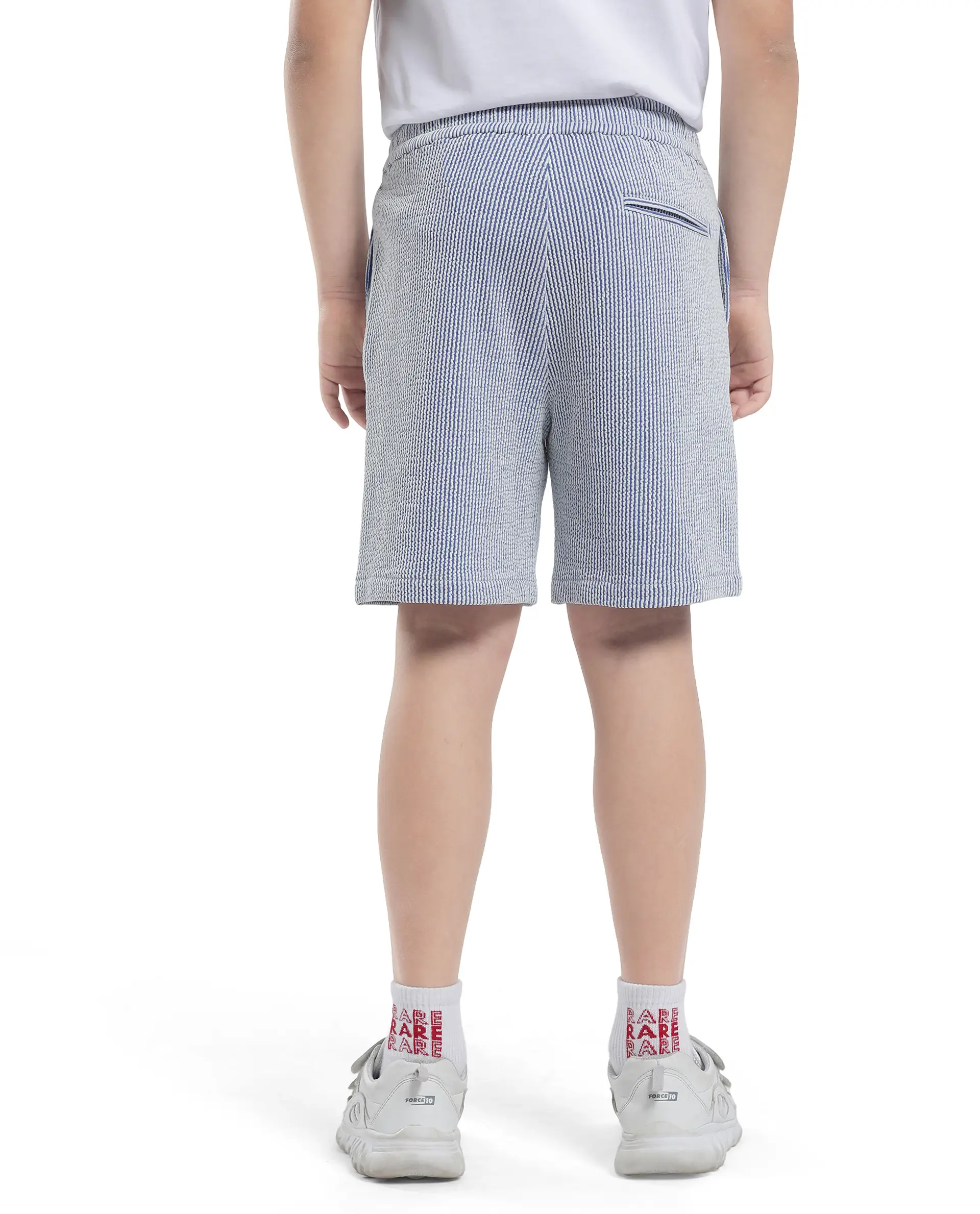 Rare Ones Kids John-B Blue Cotton Blend Striped Drawstring Regular Fit Short - Image 8