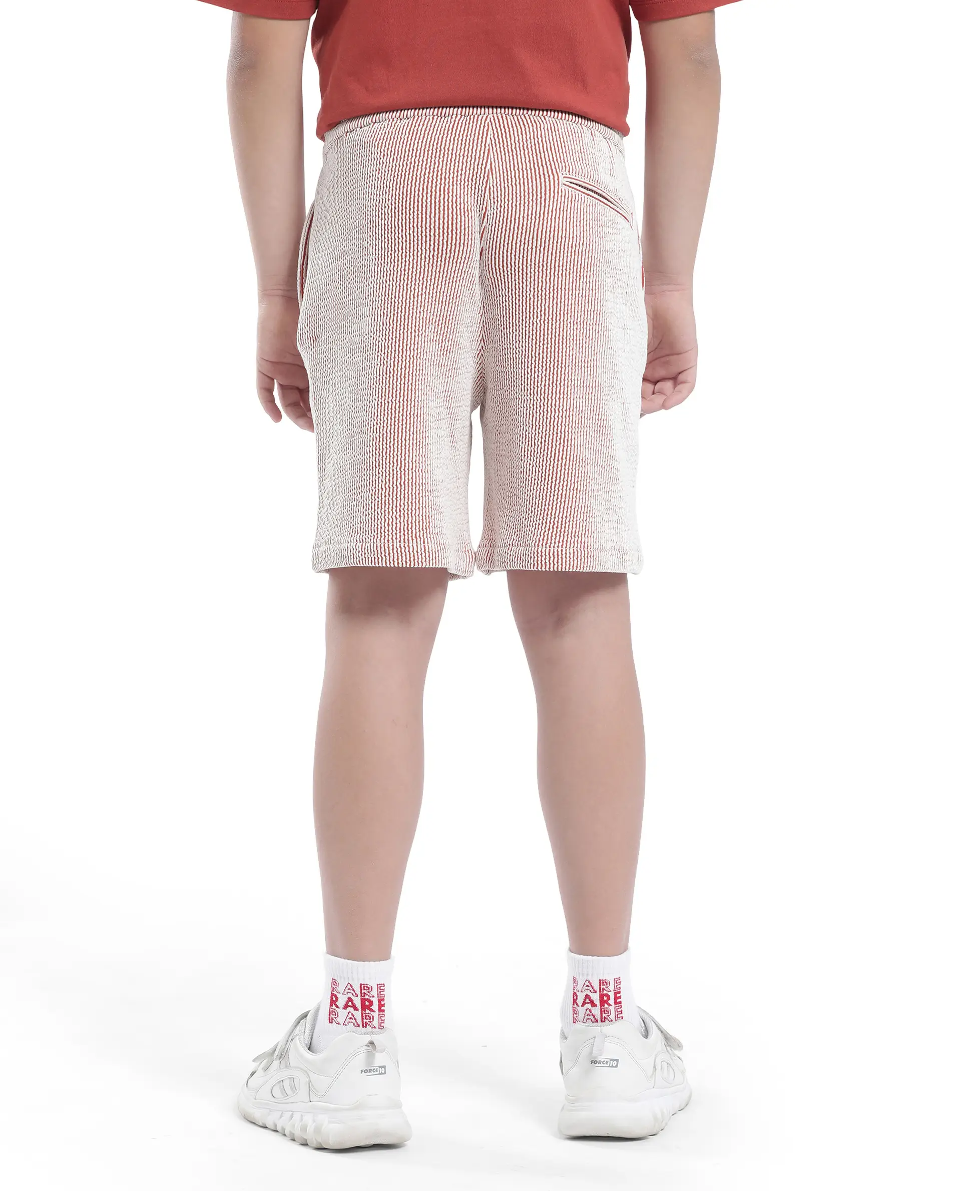 Rare Ones Kids John-B Rust Cotton Blend Striped Drawstring Regular Fit Short - Image 7