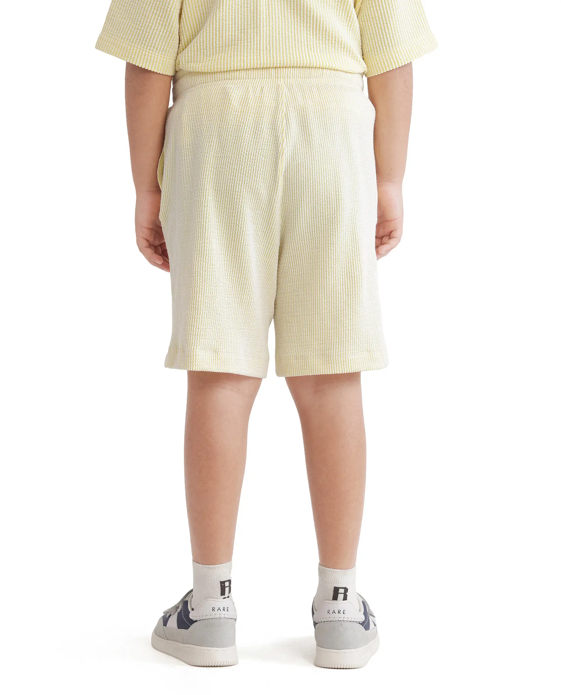 Rare Ones Kids John-B Yellow Cotton Blend Striped Drawstring Regular Fit Short - Image 7