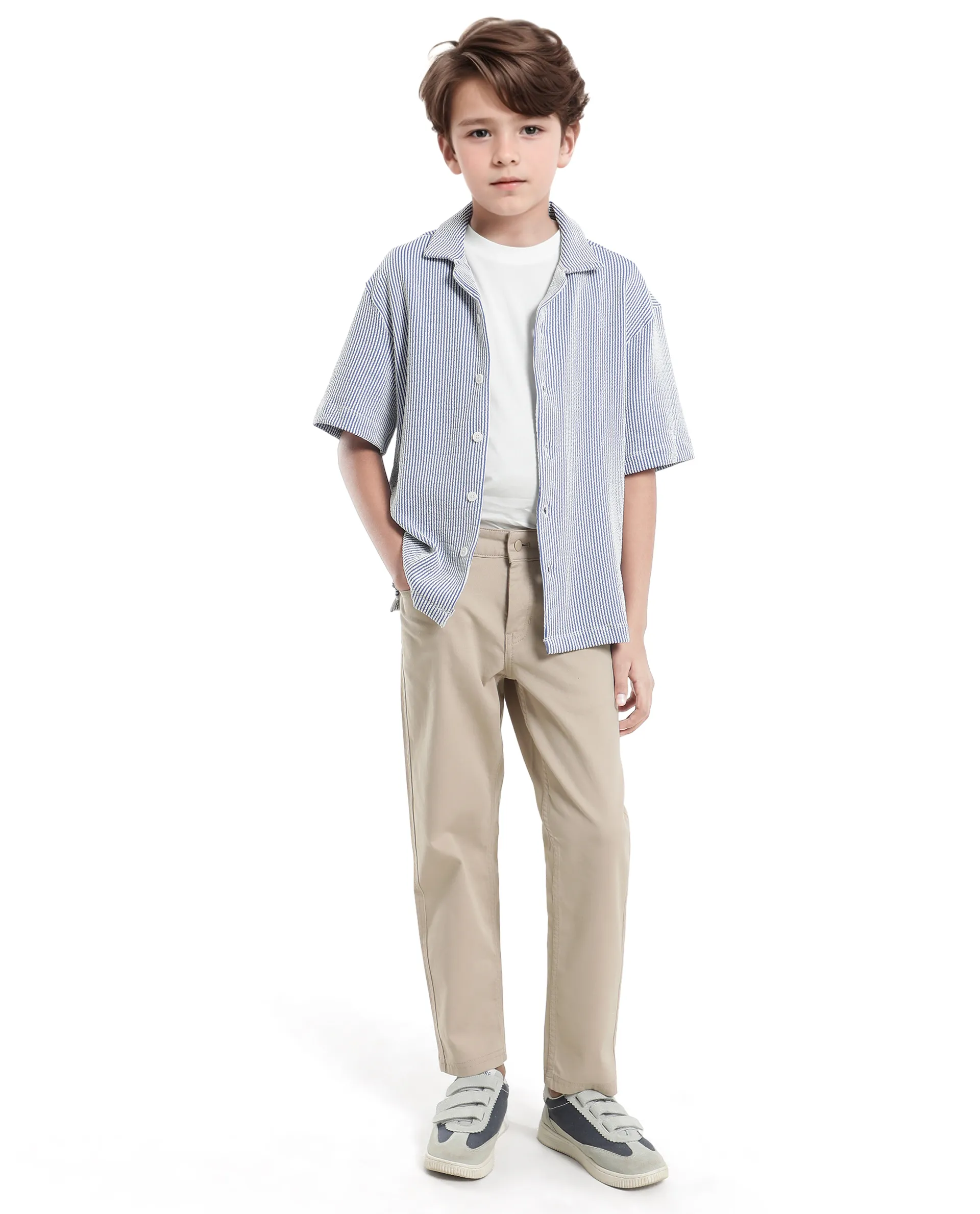 Rare Ones Kids John-S Blue Cotton Blend Short Sleeve Solid Regular Shirt - Image 10