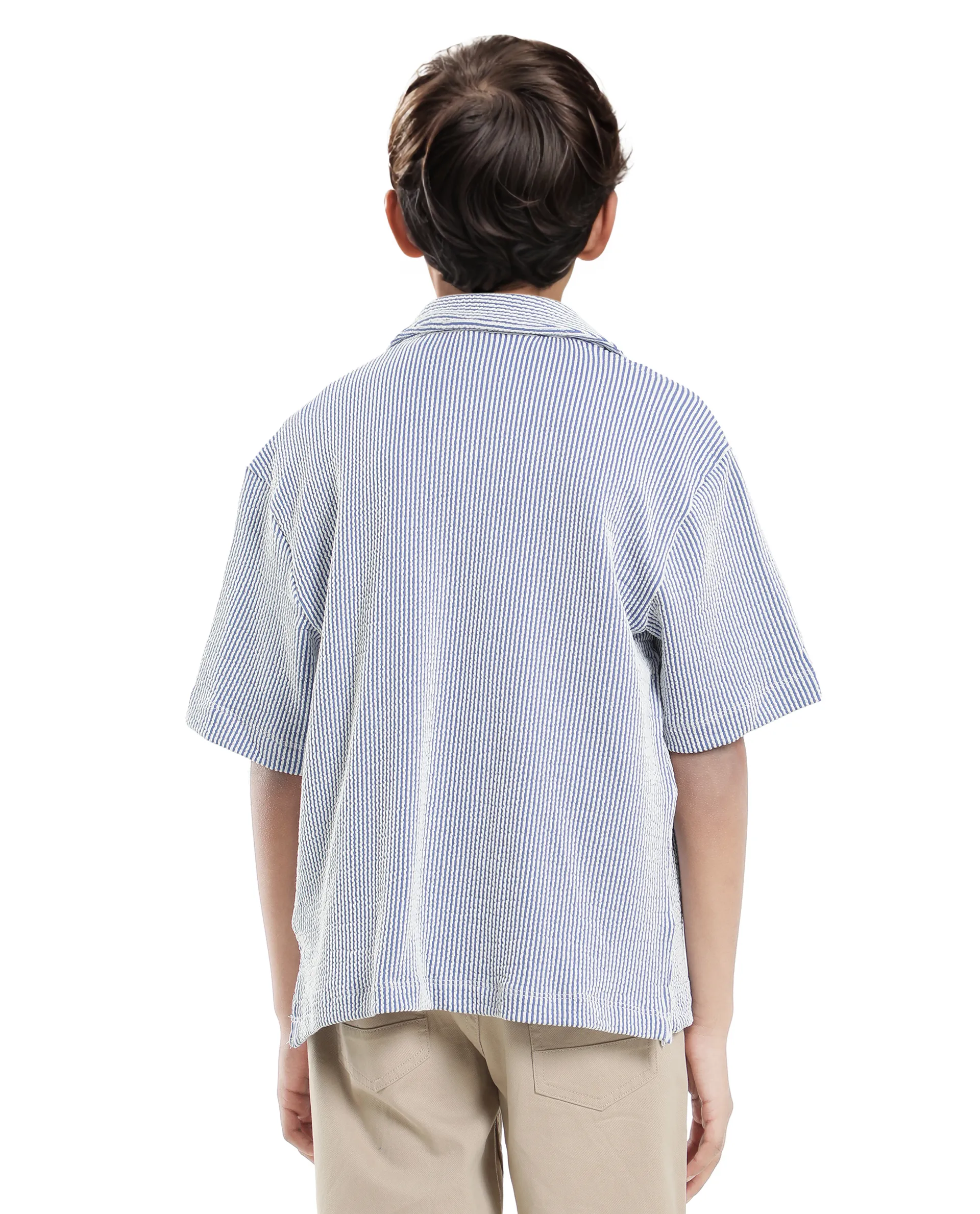 Rare Ones Kids John-S Blue Cotton Blend Short Sleeve Solid Regular Shirt - Image 12