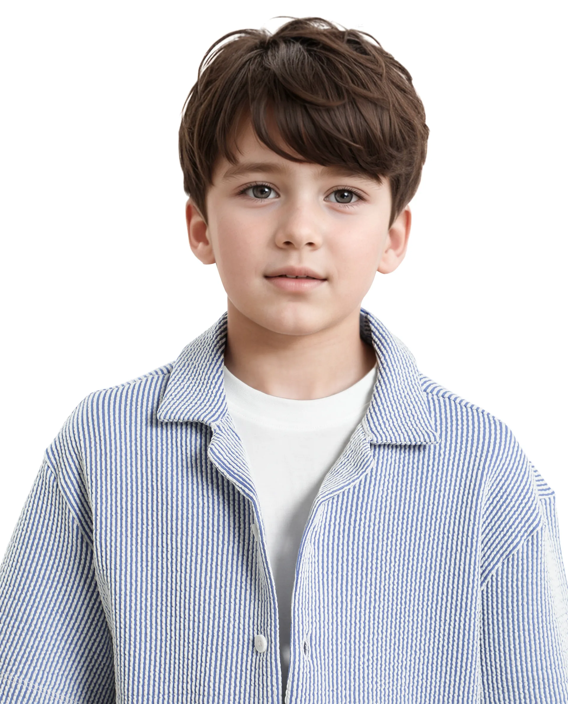Rare Ones Kids John-S Blue Cotton Blend Short Sleeve Solid Regular Shirt - Image 4
