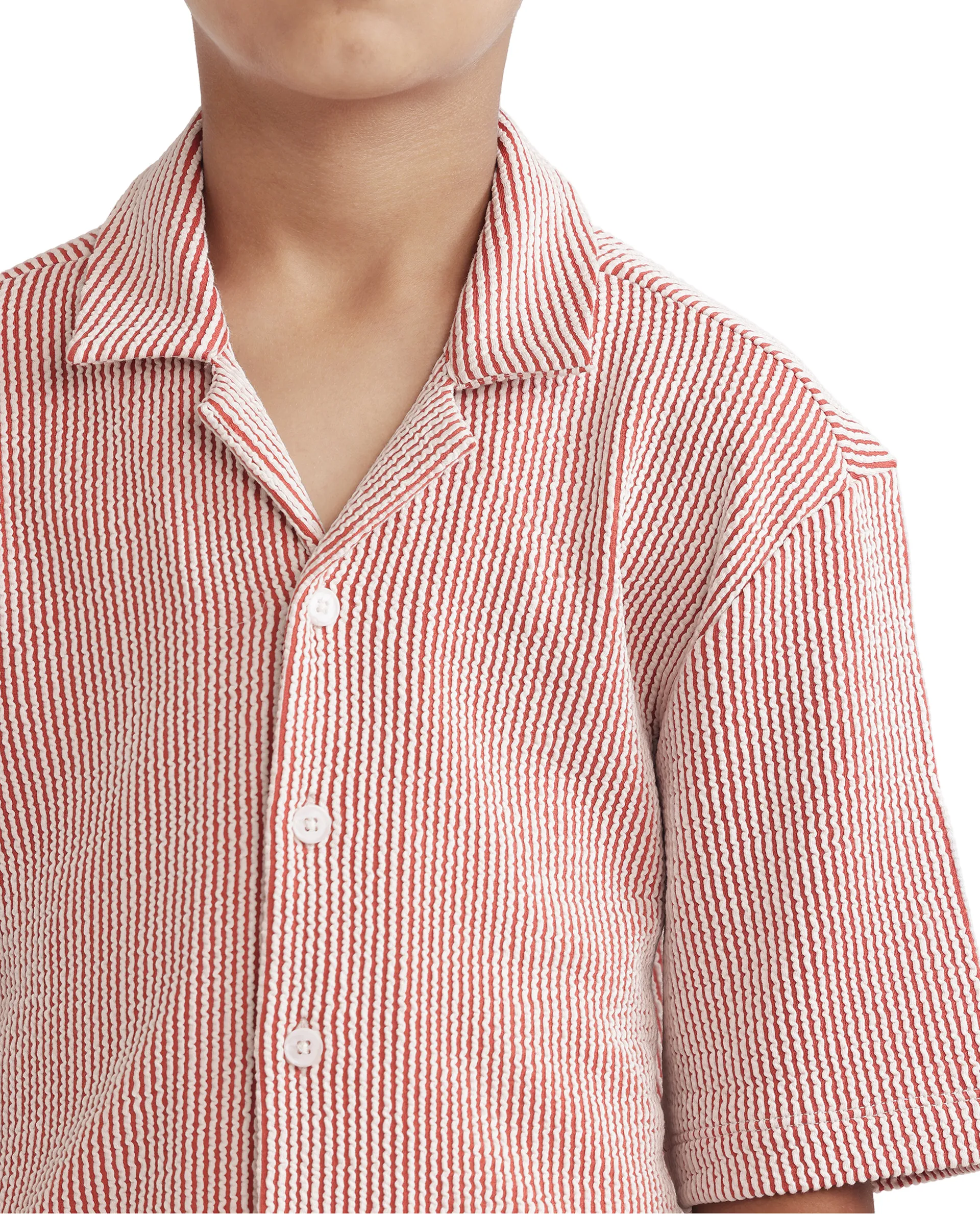 Rare Ones Kids John-S Rust Cotton Blend Short Sleeve Solid Regular Shirt - Image 4