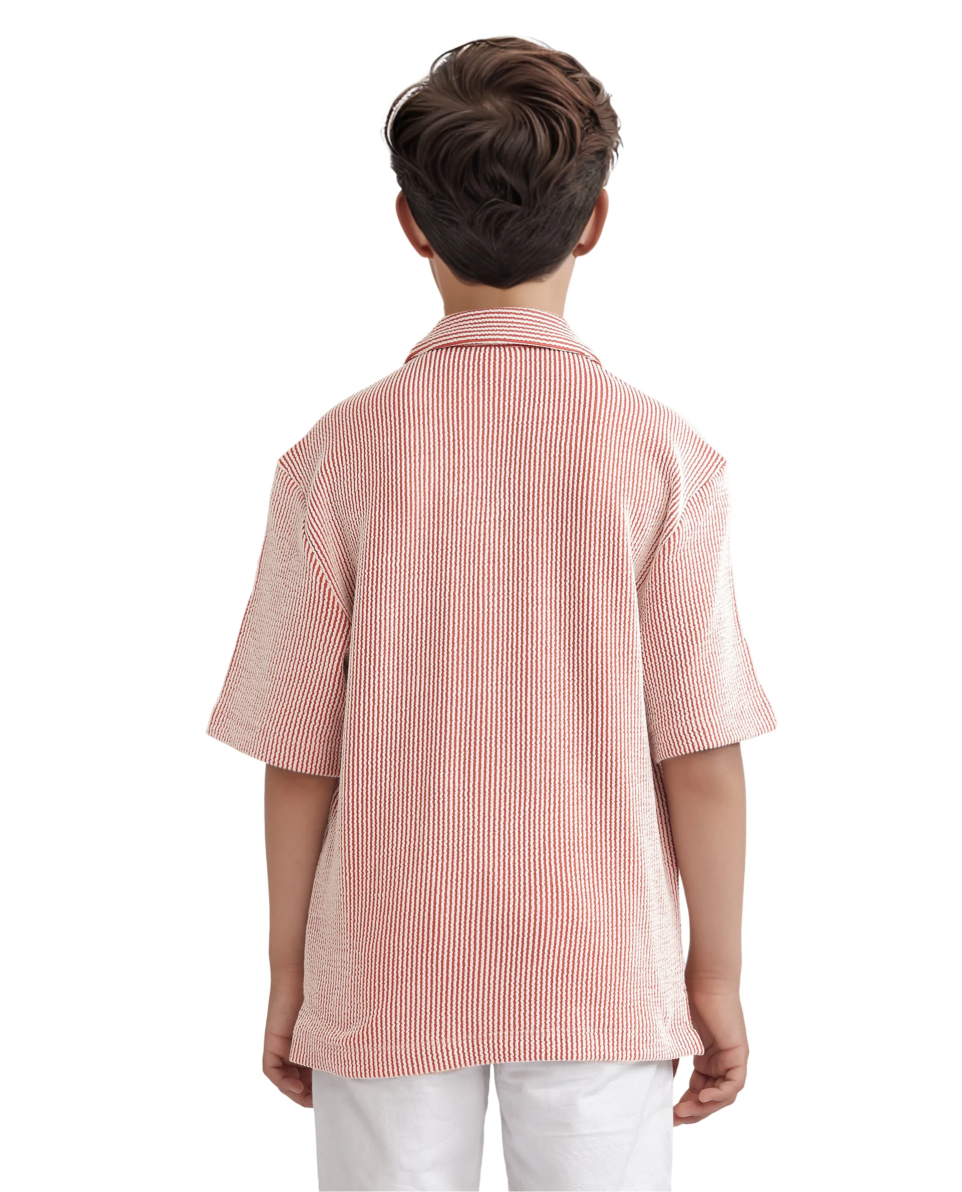 Rare Ones Kids John-S Rust Cotton Blend Short Sleeve Solid Regular Shirt - Image 5