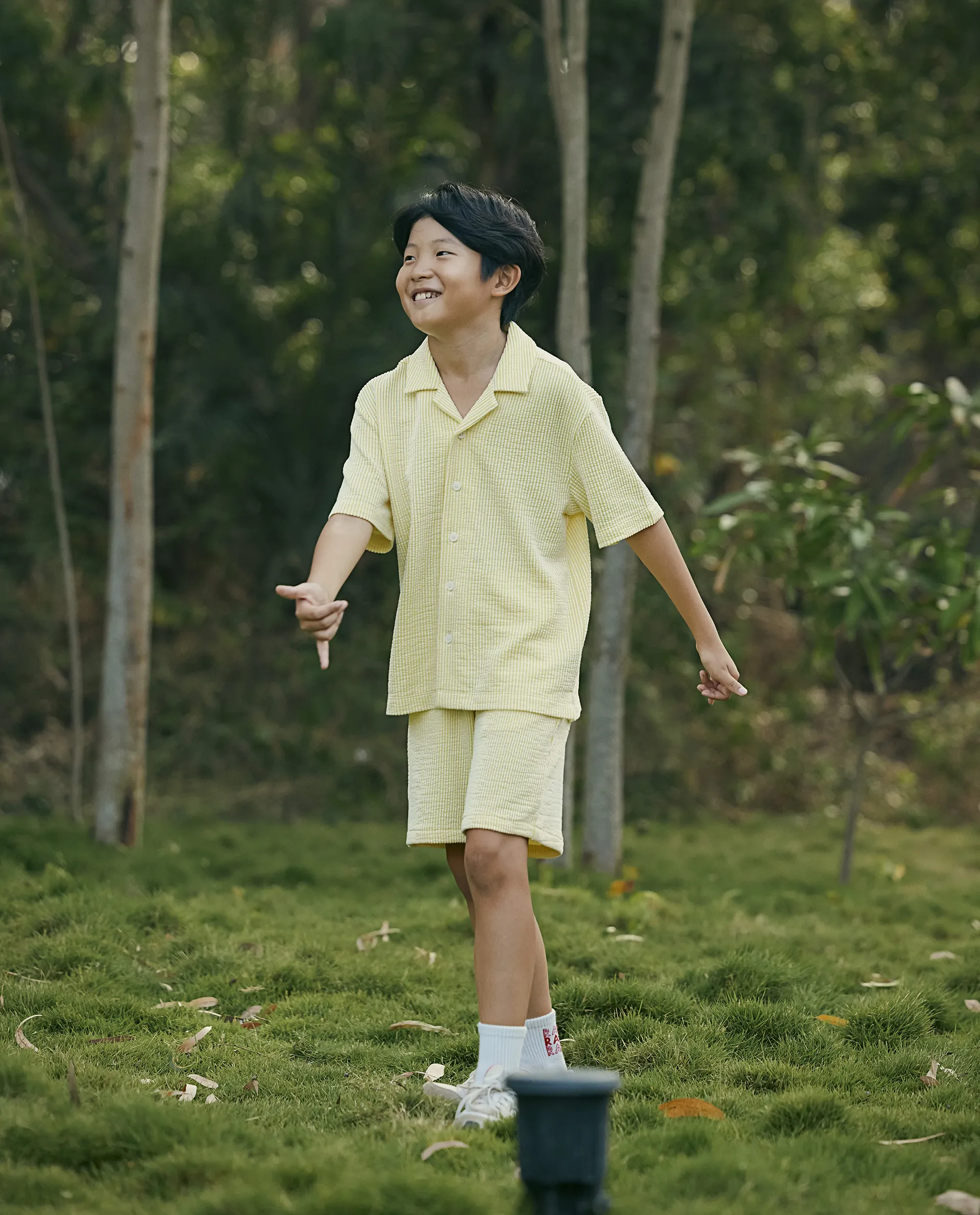 Rare Ones Kids John-S Yellow Cotton Blend Short Sleeve Solid Regular Shirt - Image 2