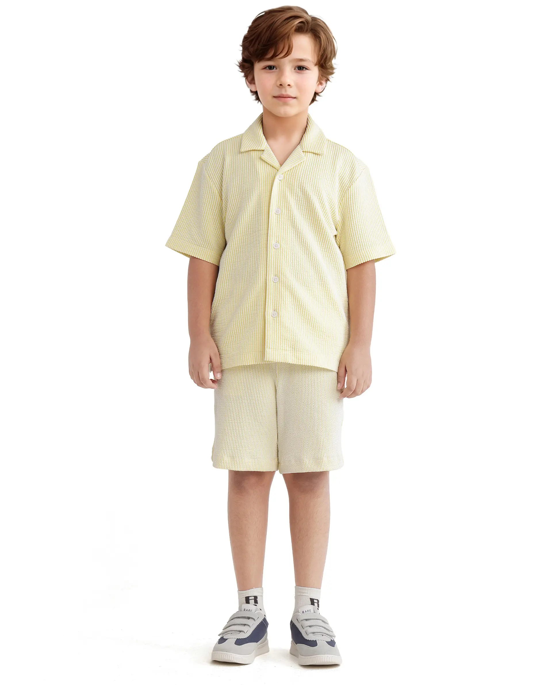 Rare Ones Kids John-S Yellow Cotton Blend Short Sleeve Solid Regular Shirt - Image 5