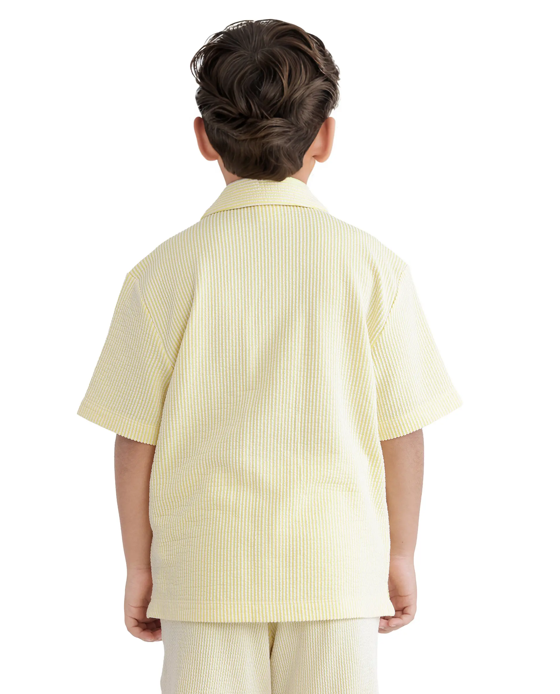 Rare Ones Kids John-S Yellow Cotton Blend Short Sleeve Solid Regular Shirt - Image 8