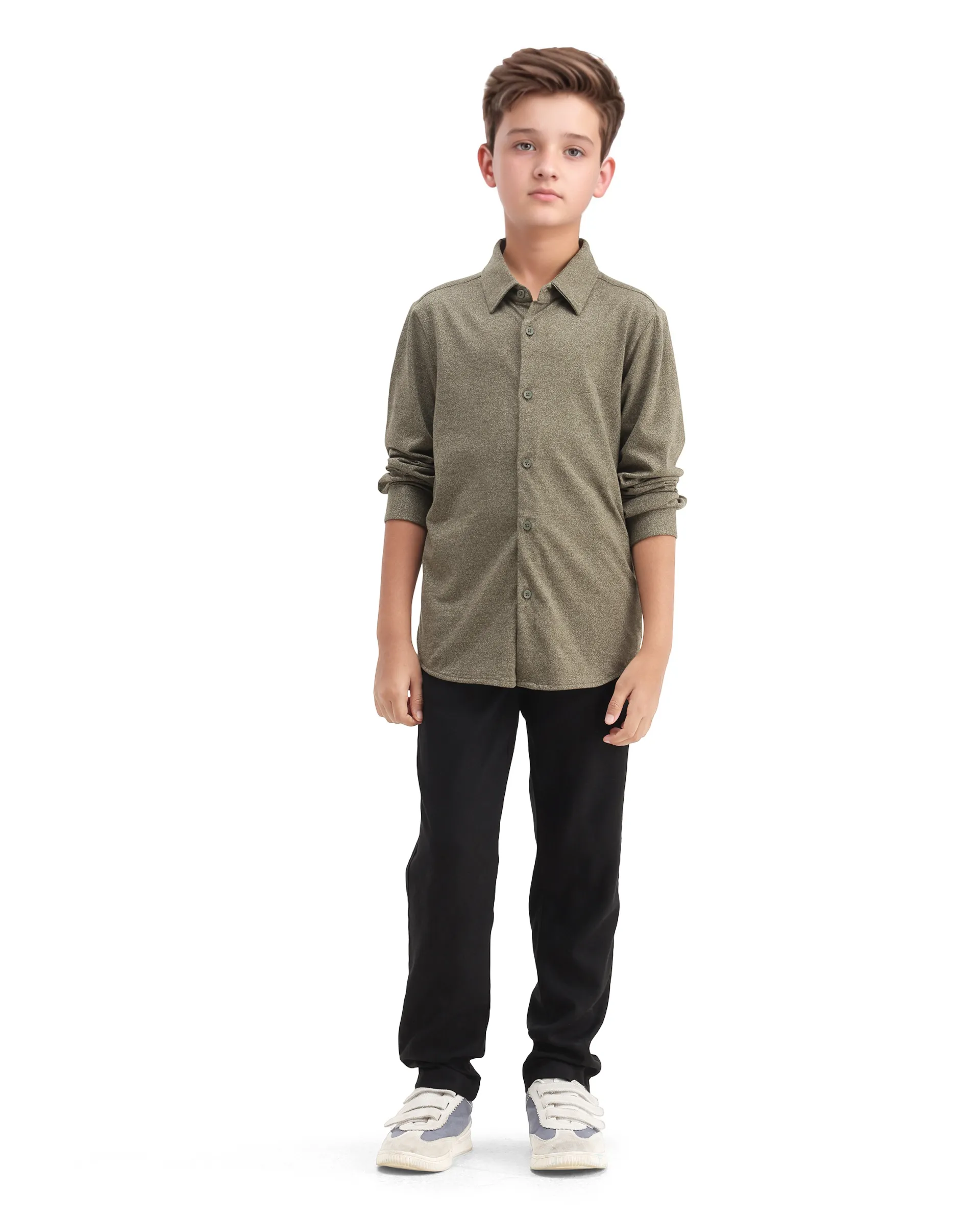 Rare Ones Kids Jomok-B Black Linen Blend Plain Button Closure Regular Fit Trouser