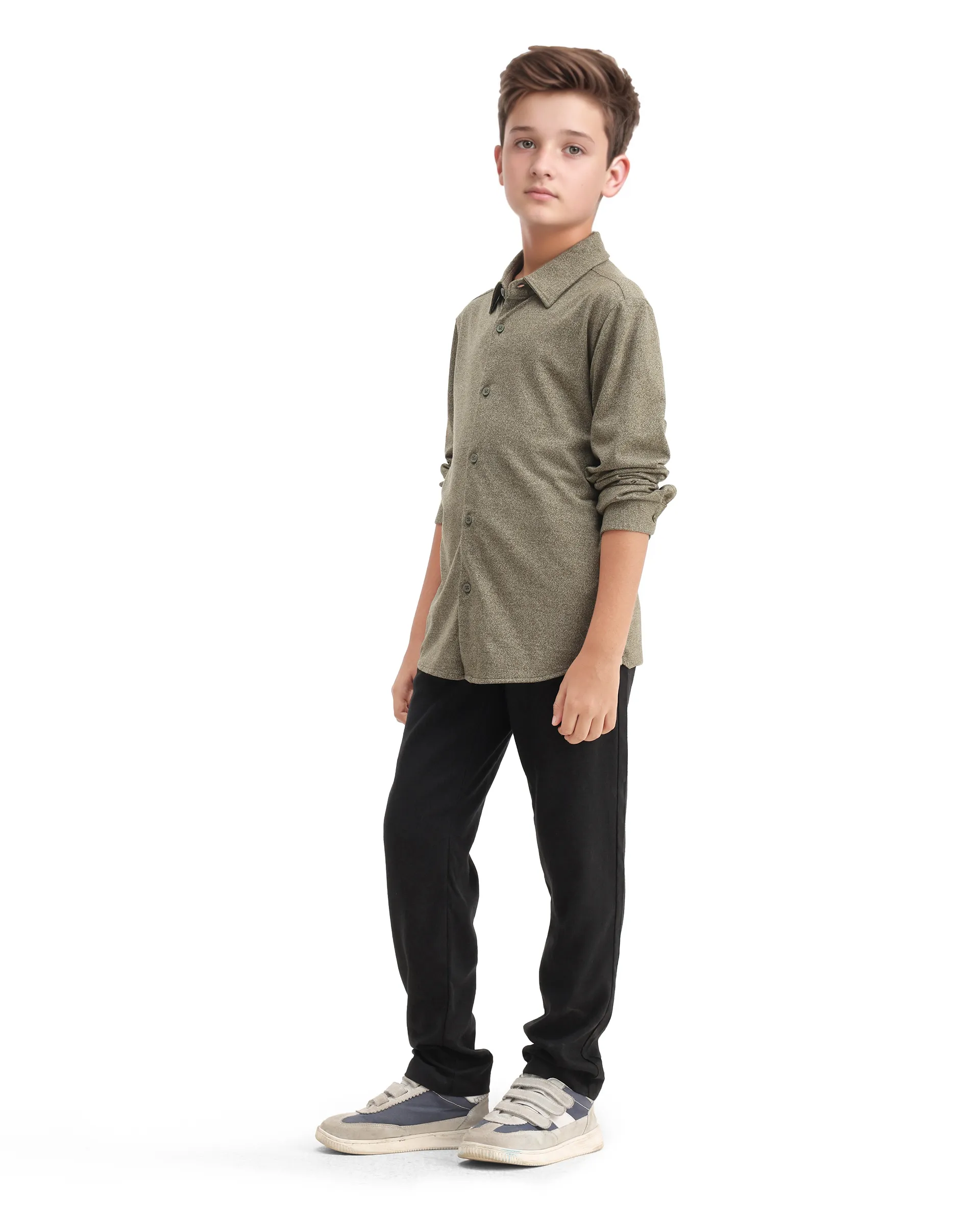 Rare Ones Kids Jomok-B Black Linen Blend Plain Button Closure Regular Fit Trouser - Image 6