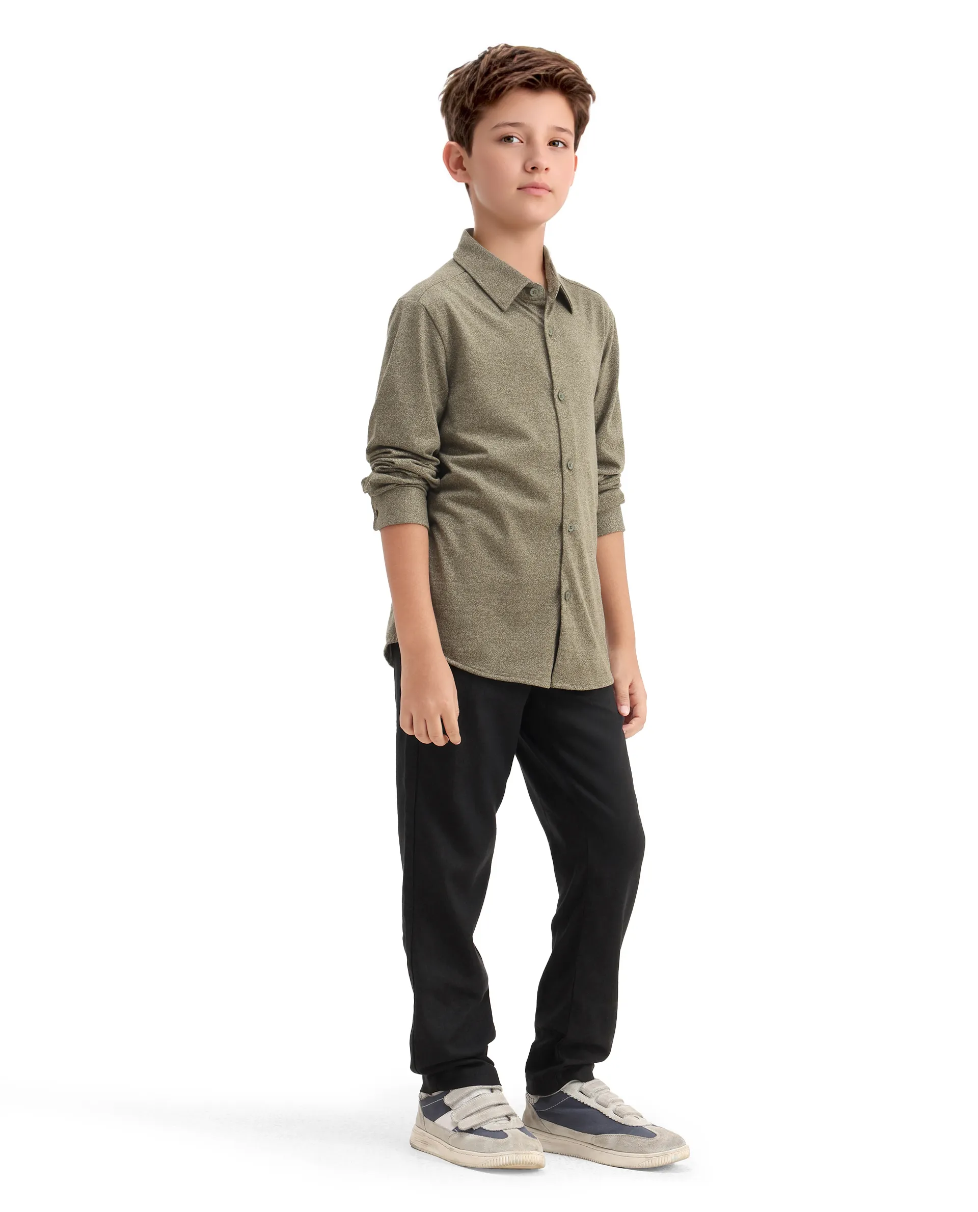 Rare Ones Kids Jomok-B Black Linen Blend Plain Button Closure Regular Fit Trouser - Image 7